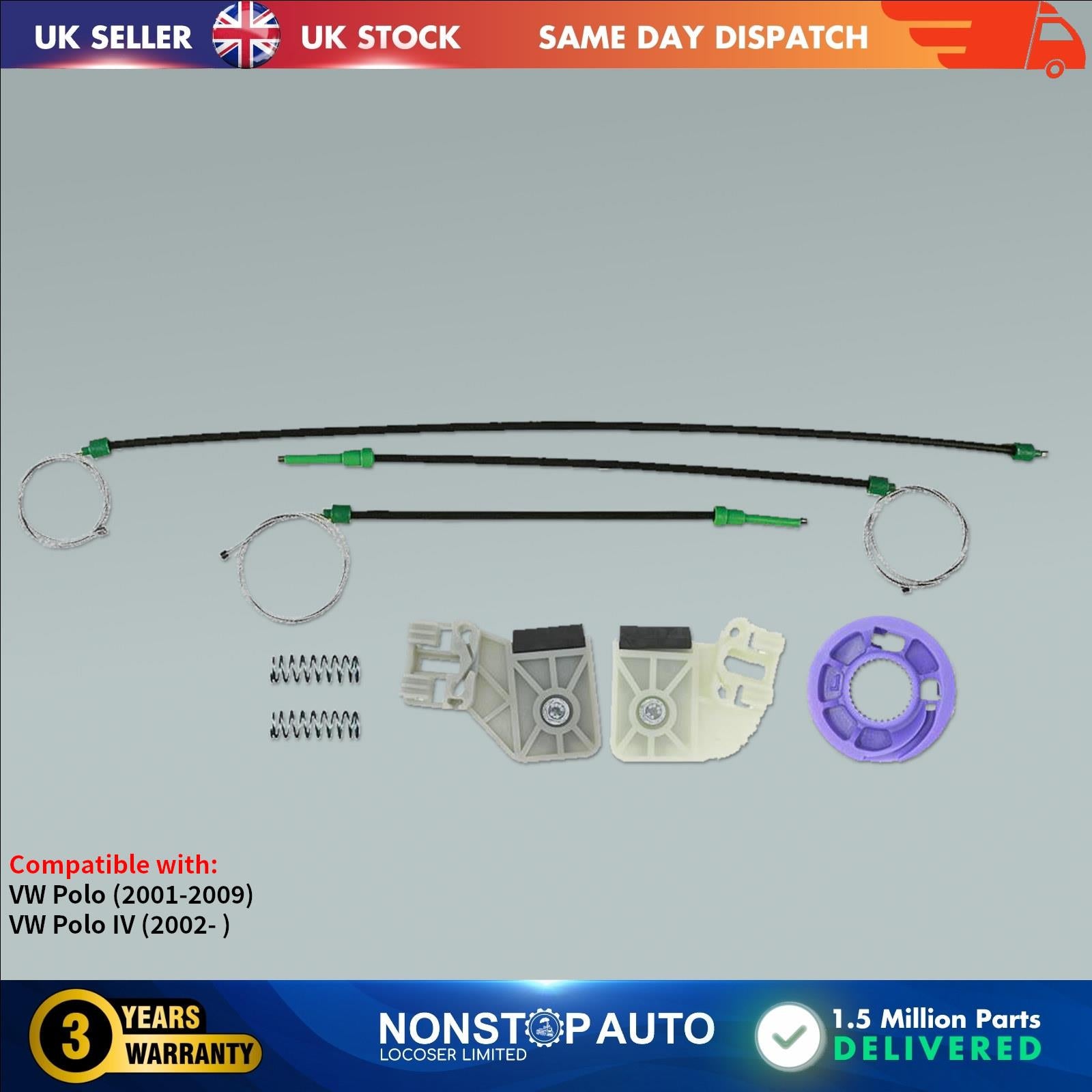 Fits VW Polo 9N Window Regulator Repair Kit Front Right Side 6Q4837462