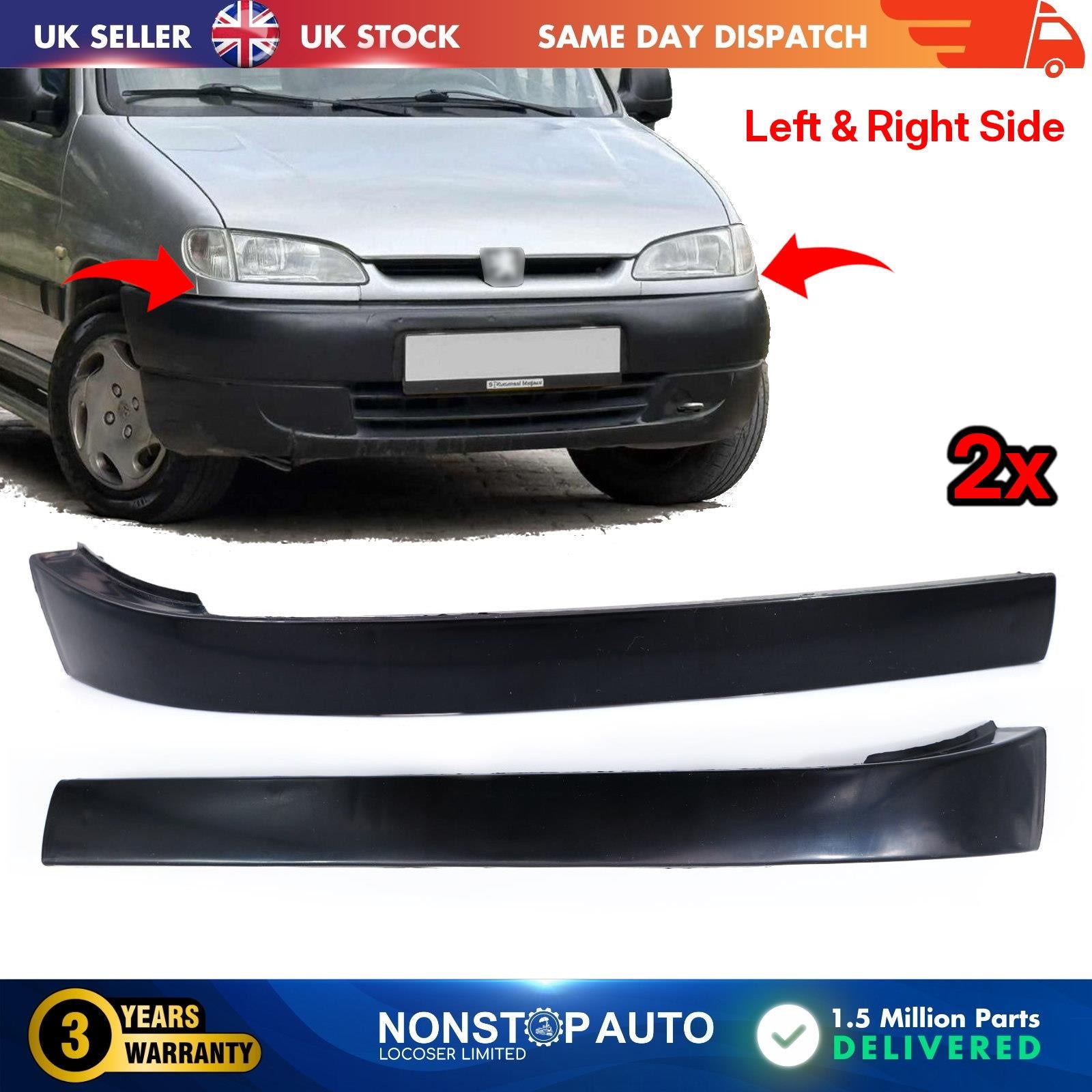 FOR PEUGEOT PARTNER CITROEN BERLINGO 1996-2002 LEFT & RIGHT LOWER UNDER HEADLIGHT TRIM 781096 781095