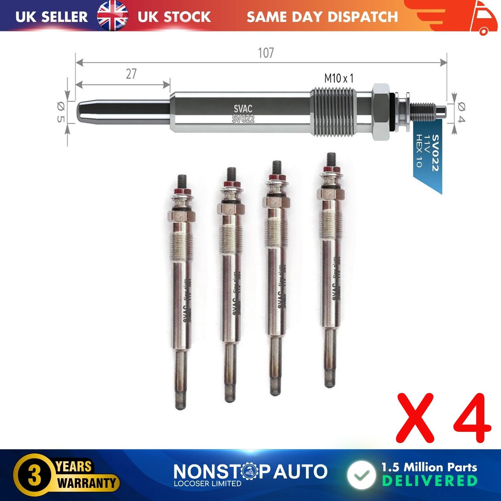 4X Glow Plugs For LANCIA Phedra 2.0 2.2 JTD Zeta 2.0 JTD 9623638380