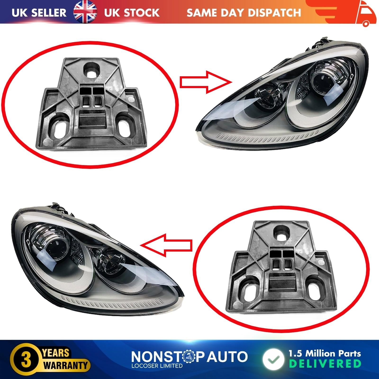 2X Headlight Repair Kit Bracket Mount Clips R and L For PORSCHE Cayenne