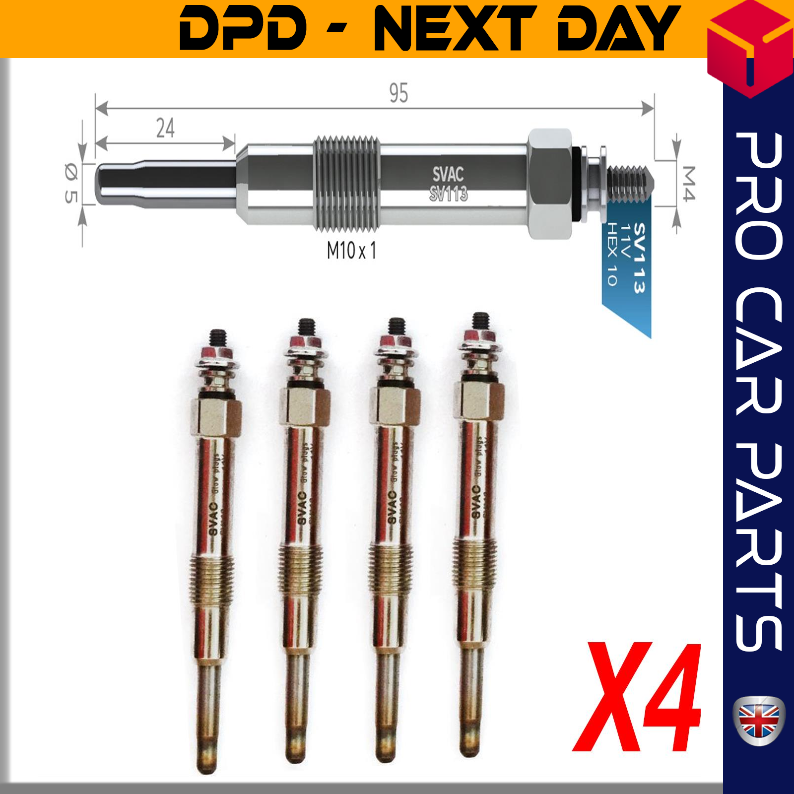 4 X ALFA ROMEO ALFA 145-146-156-166 1.9 JTD - 2.4 JTD / FIAT BRAVO MAREA MARENGO MULTIP. 1.9-2.4 JTD Glow Plug