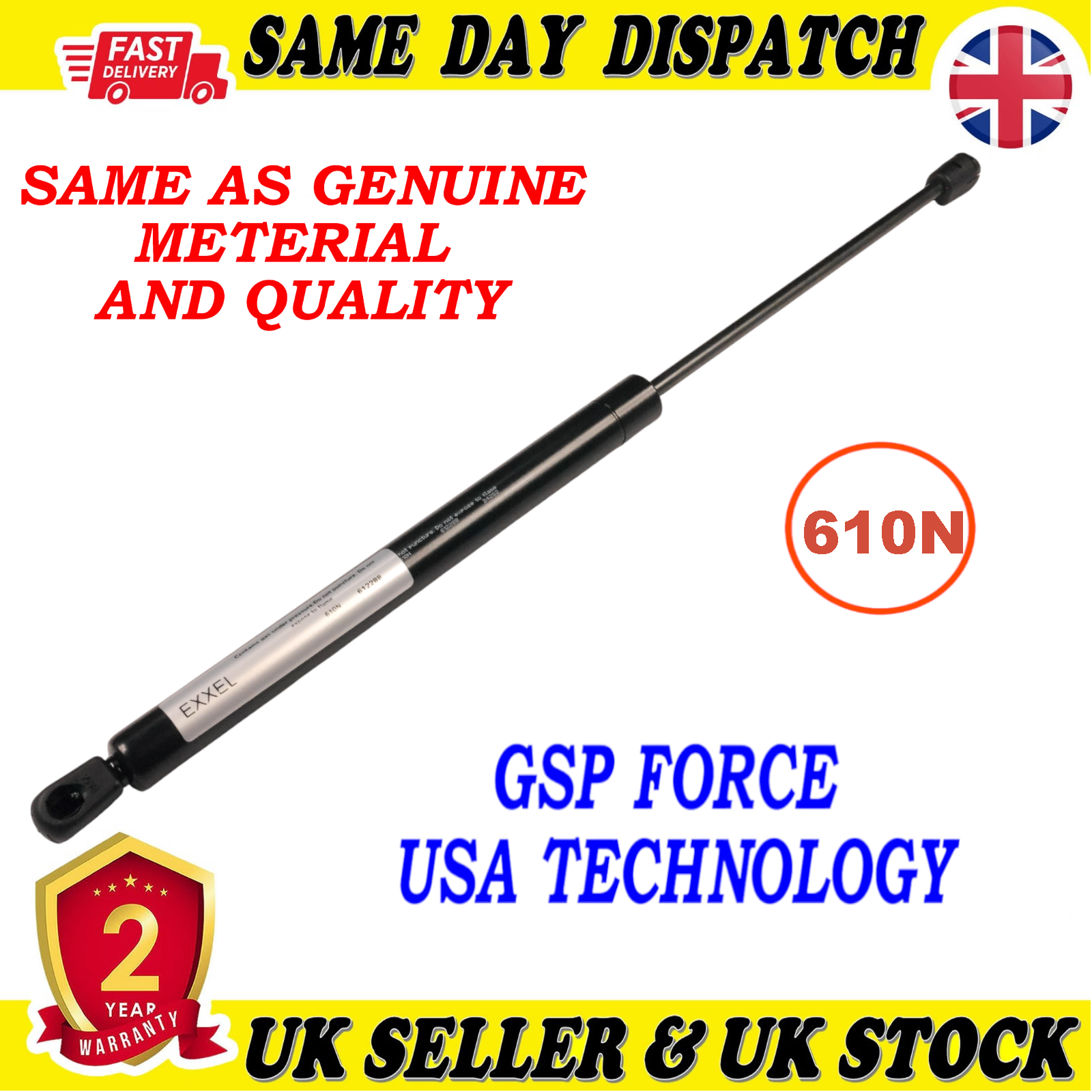 TAILGATE BOOT GAS STRUTS 610 Newton FOR VAUXHALL ZAFIRA / ZAFIRA FAMILY B 13128759