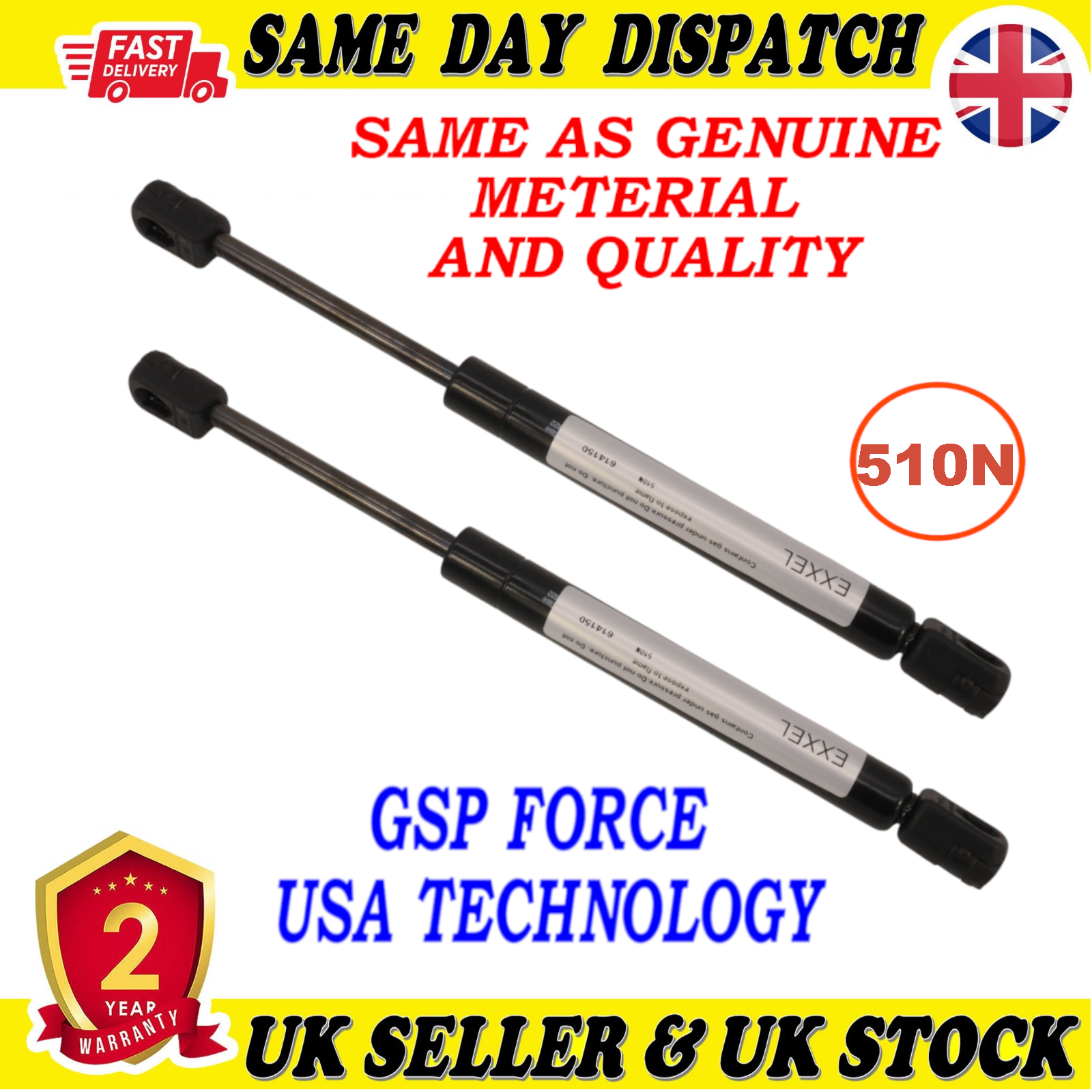 2X TAILGATE BOOT GAS STRUTS 510 Newton FOR FORD FOCUS II 1336159