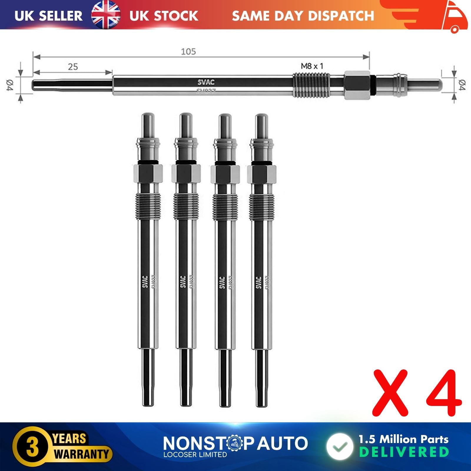 4X Glow Plugs For CITROEN C5 III 2.7 HDi 5960F8