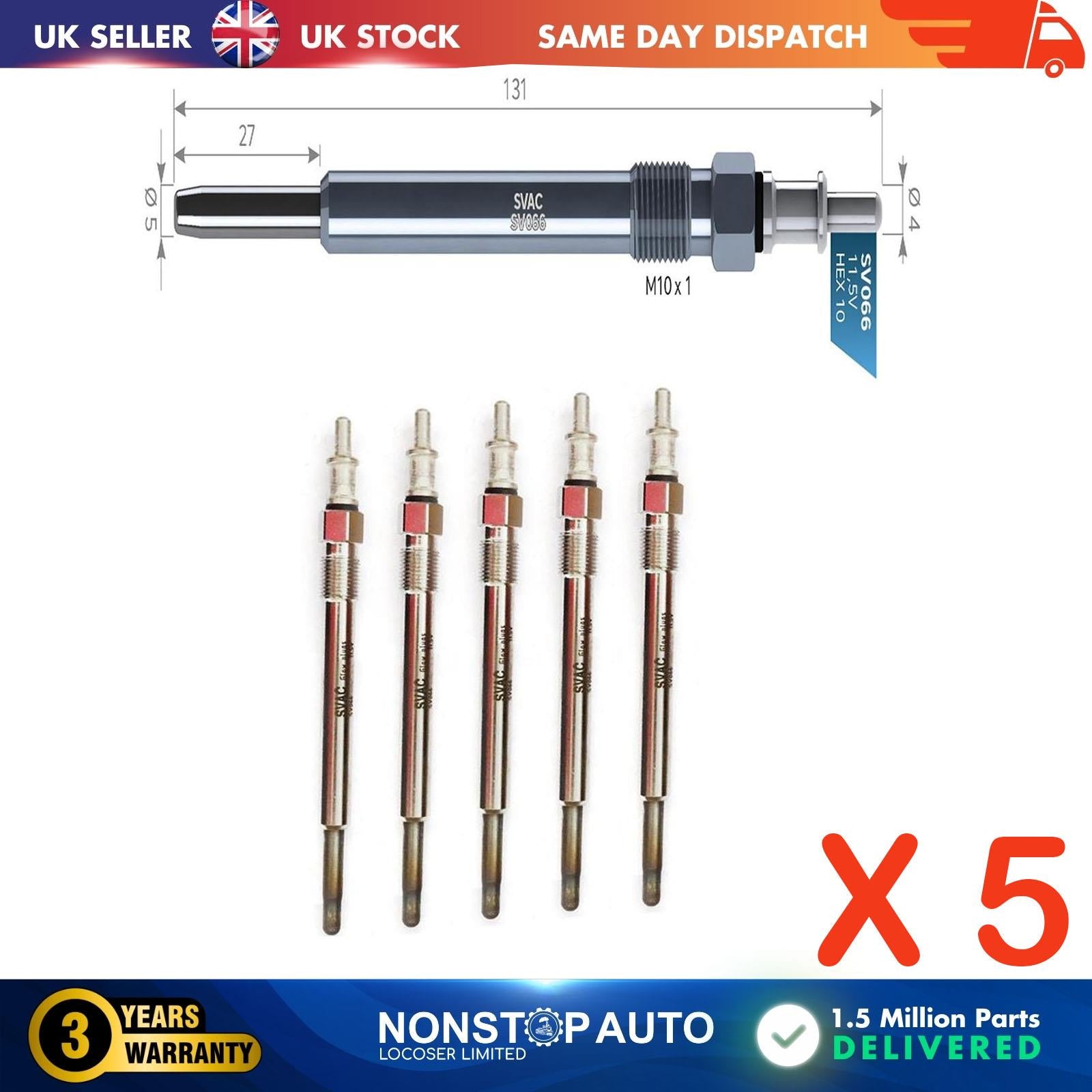 5X Glow Plugs For PREMIER Padmini 1.4 D 05080046AA