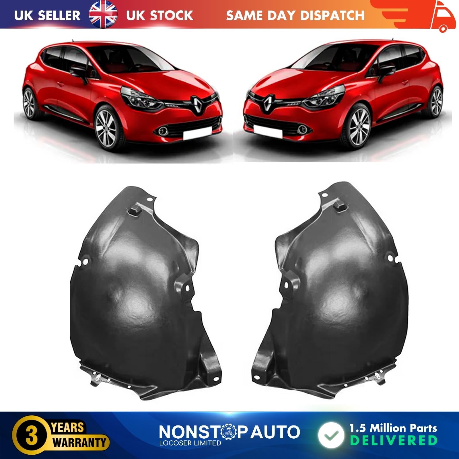 2X FRONT SPLASH GUARD FRONT SECTION RIGHT LEFT  FOR RENAULT CLIO 638447513R