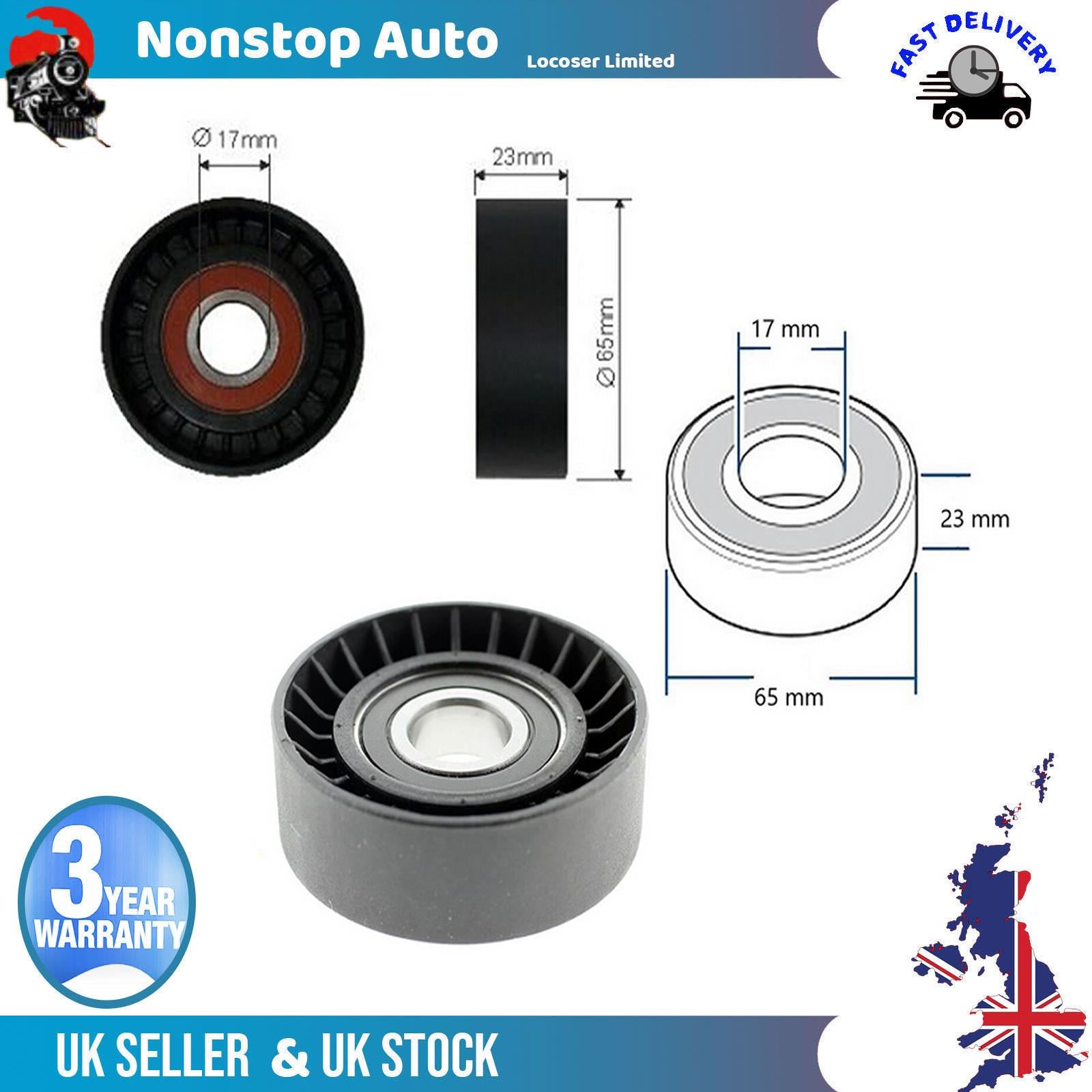 Fan Belt Tensioner Pulley -V- Ribbed Belt Idler  For FIAT Bravo 1.2 16V 46742968