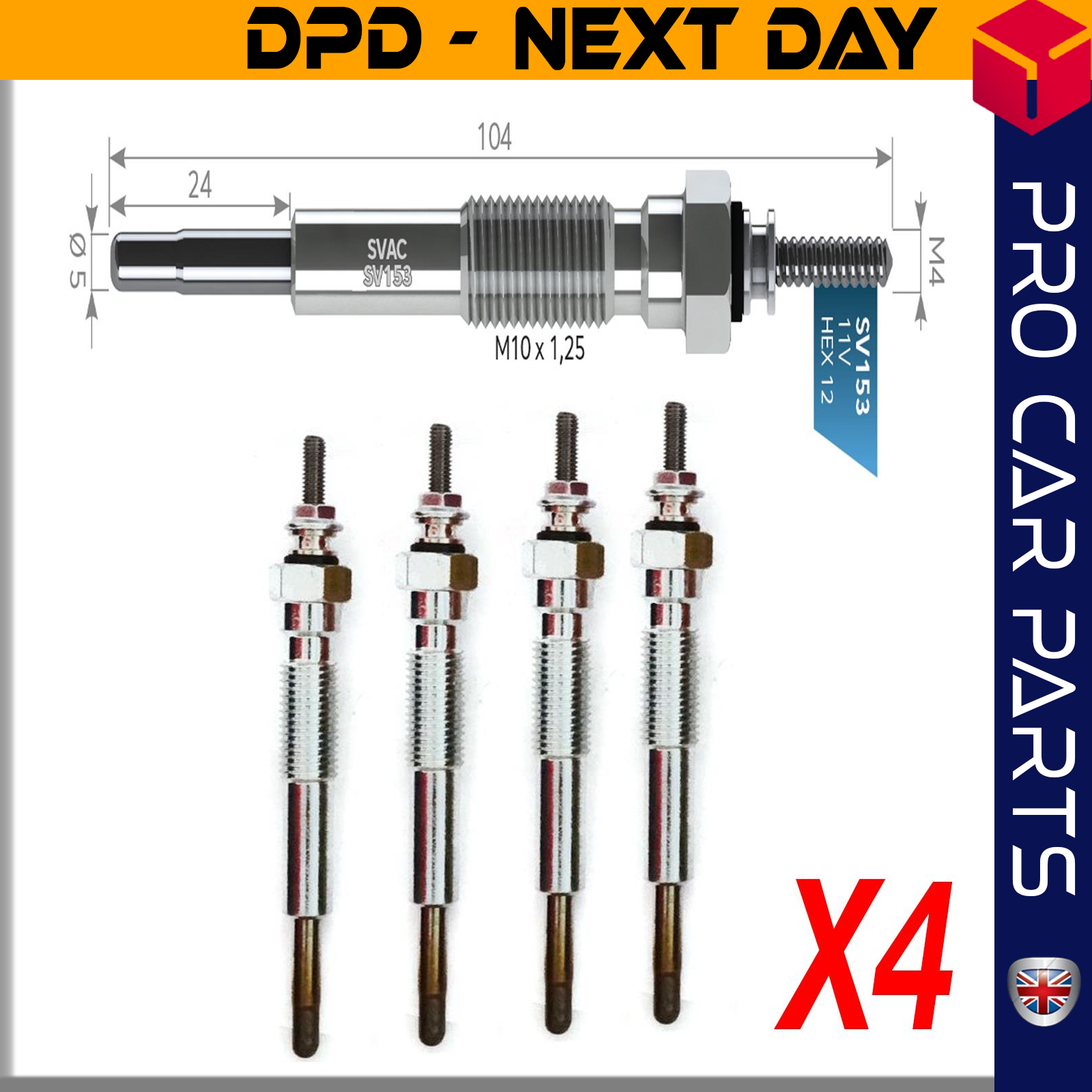 4 X TOYOTA 4 RUNNER-LAND CRUISER 3 /0 D Glow Plug