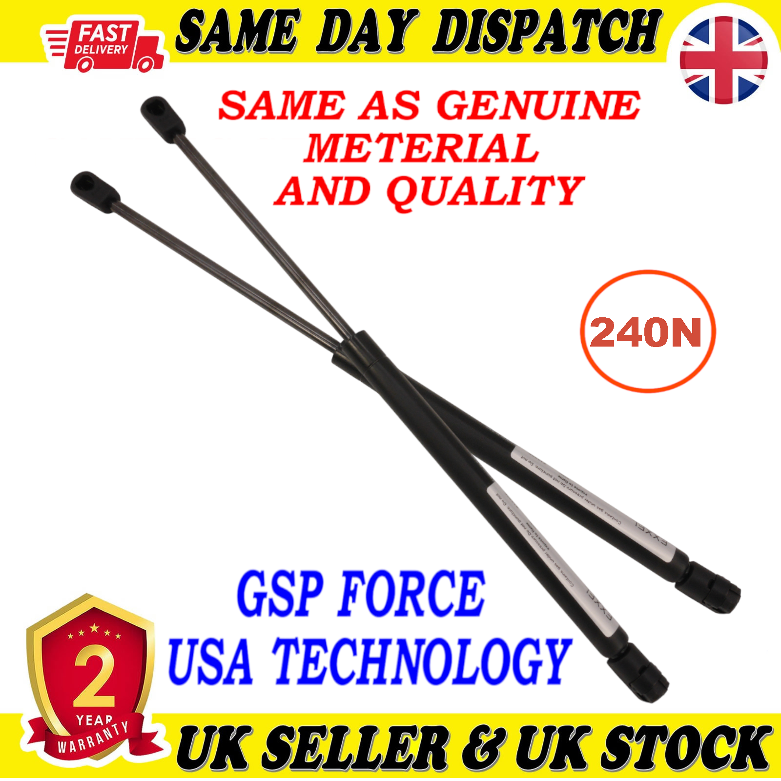 2X TAILGATE BOOT GAS STRUTS 240 Newton FOR HYUNDAI ix55 811603J000