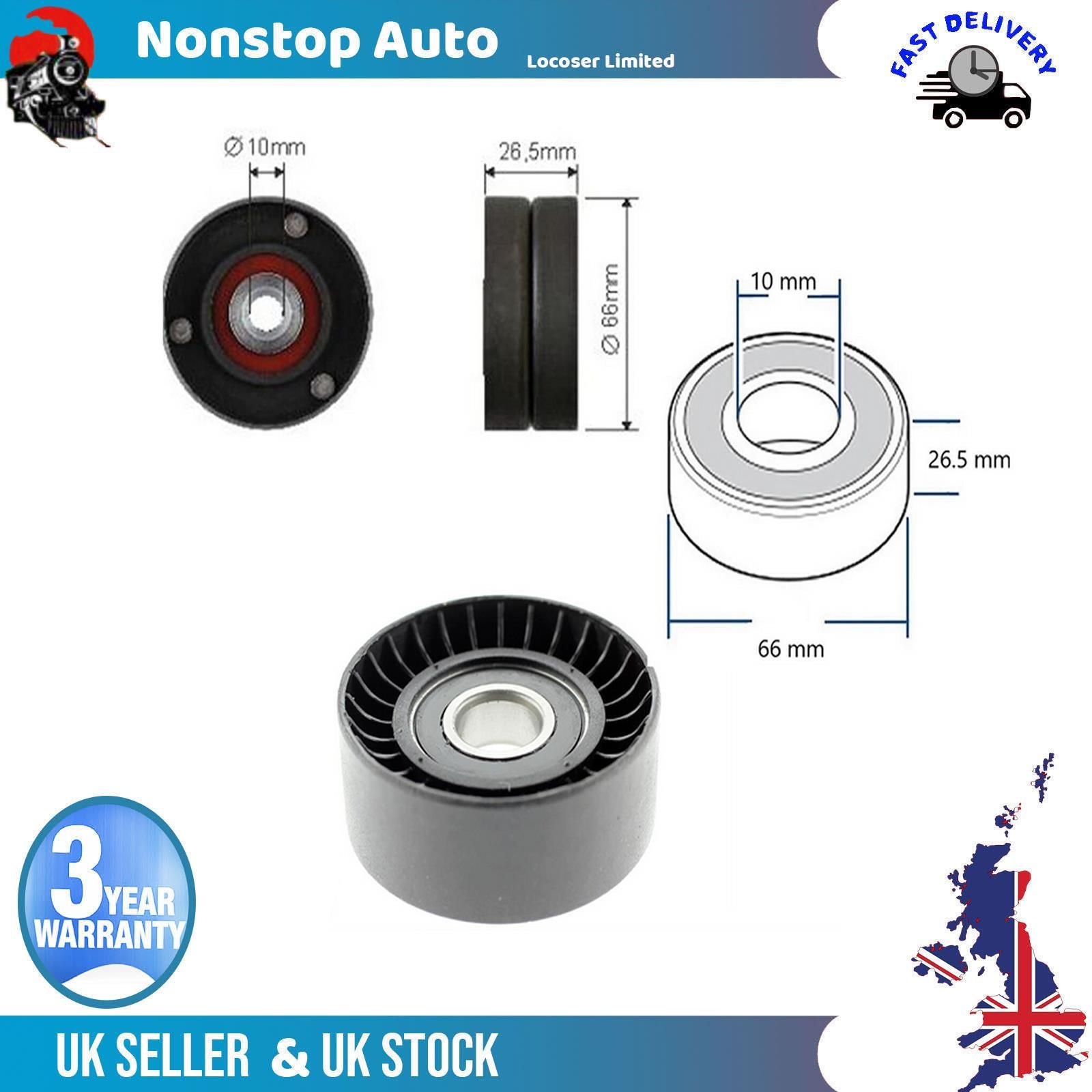 Fan Belt Tensioner Pulley -V- Ribbed Belt Idler For PEUGEOT 605 3.0 128119