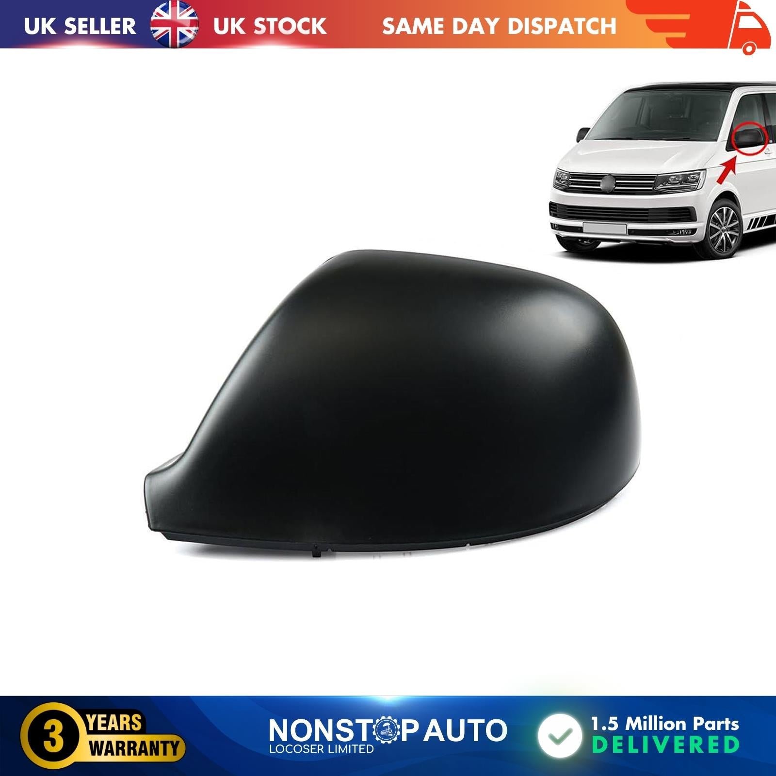 DOOR wing mirror cover BLACK LEFT FITS VW AMAROK PICKUP MULTIVAN T5 7E1857572G
