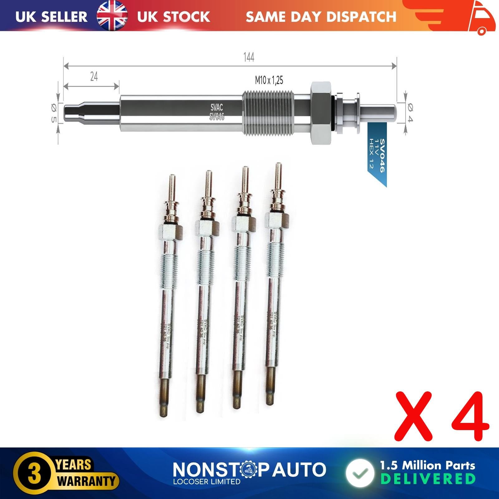 4X Glow Plugs For HONDA Civic VII 1.7 CTDI 12291PLZD00