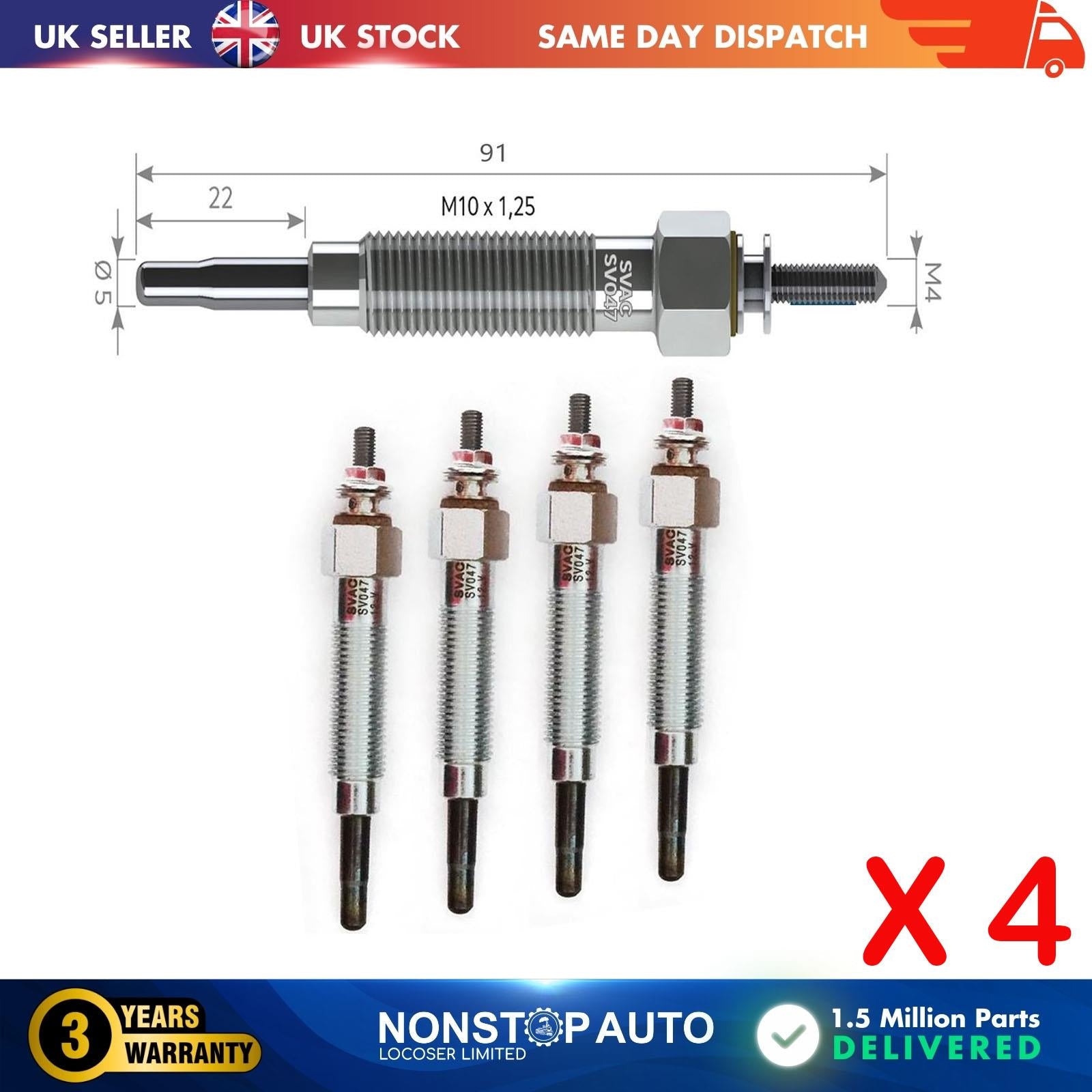 4X Glow Plugs For NISSAN Patrol GR IV Pick Up Urvan 1106563G00