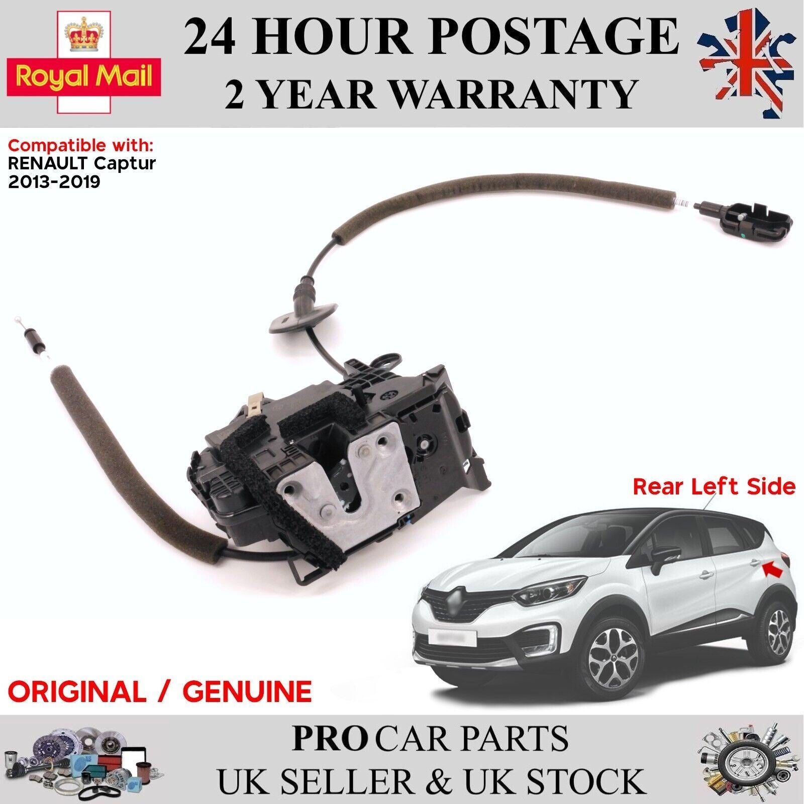 Genuine RENAULT Captur 2013 - 2019 Rear Left Door Lock Assembly 805034742R