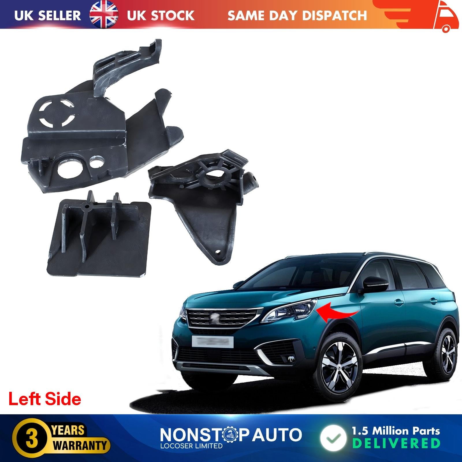 Headlight Repair Kit Bracket Mount Clips Left For PEUGEOT 3008 II 5008 II 9814255880