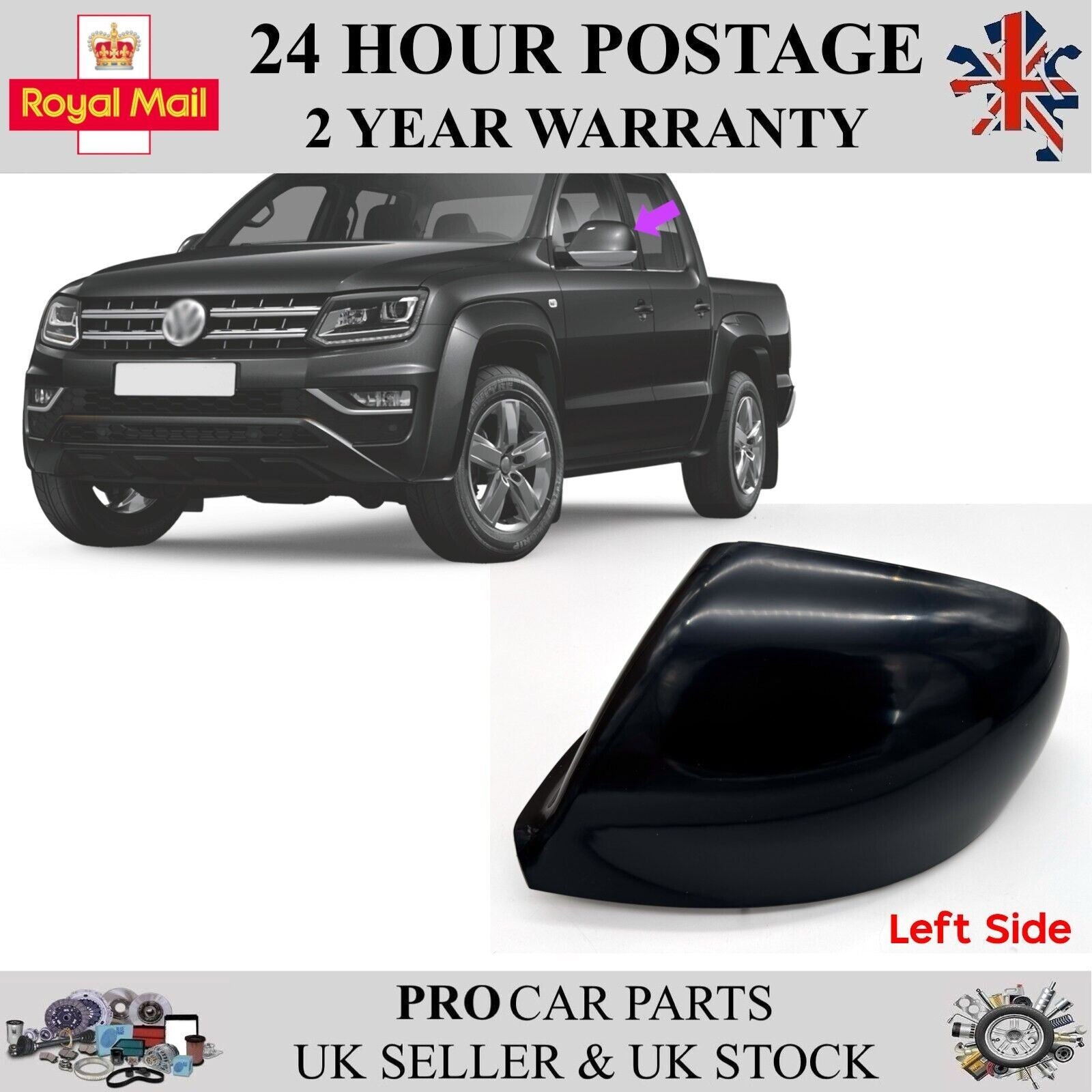 Door Wing Mirror Cap Cover Primed Left VW Amarok Transporter T5 T6 2H0857527