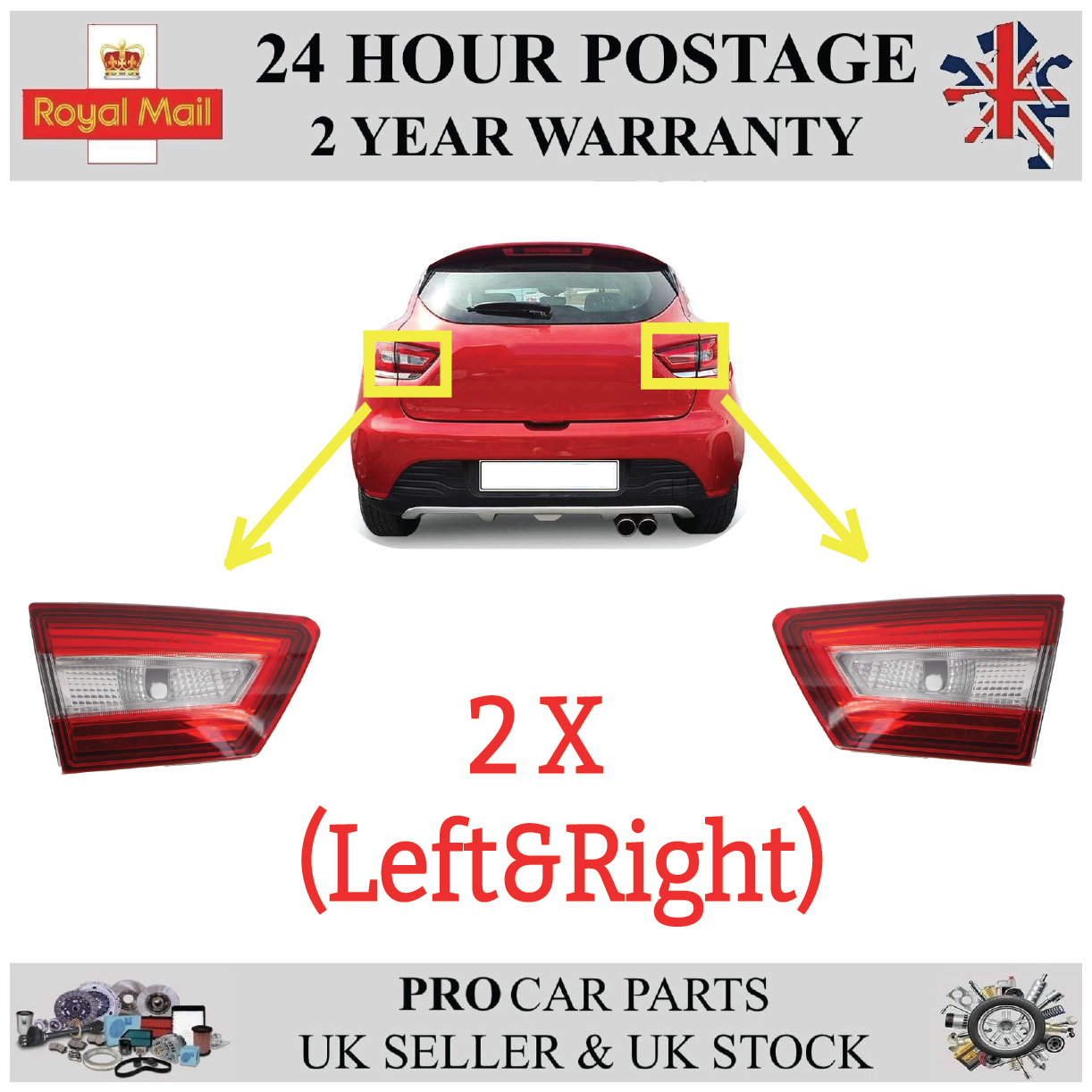 Rear Tail Light Lamp Left & Right Side for RENAULT Clio MK4 265552424R