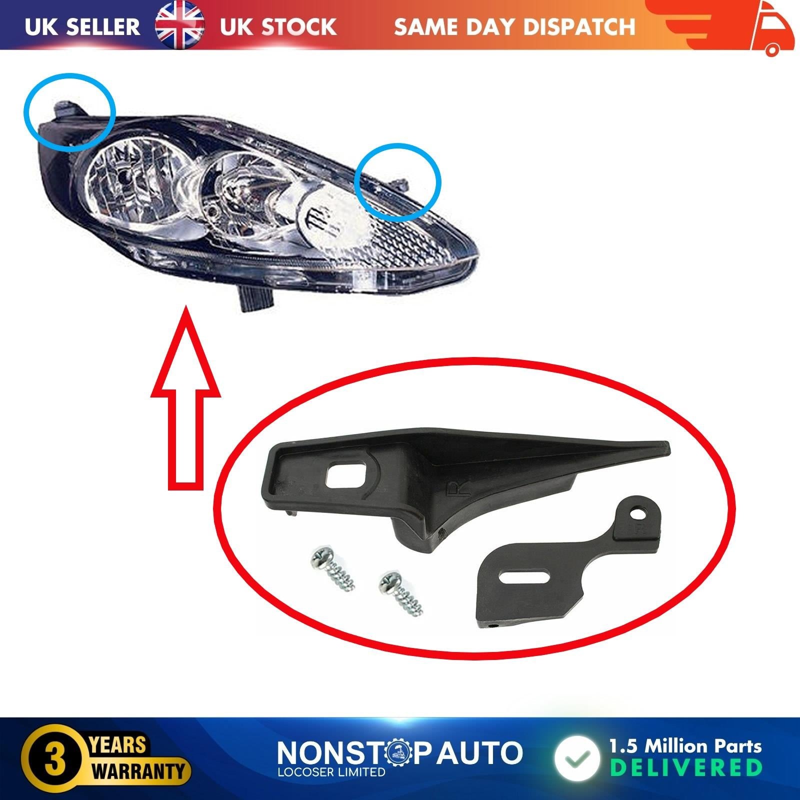 Headlight Repair Kit Bracket Mount Clips Right For FORD Fiesta 2008-2013 8A6113W030AJ
