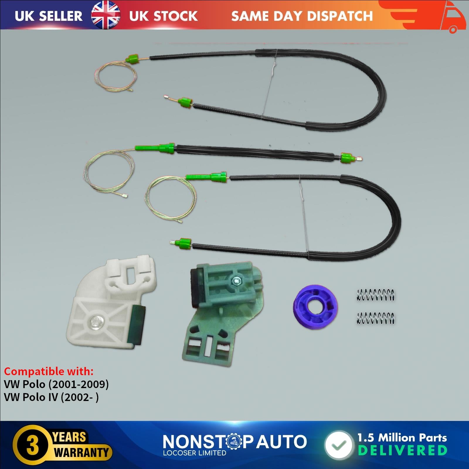 Fits VW Polo 9N MK4 Window Regulator Repair Kit Front Left Side 6Q4837461