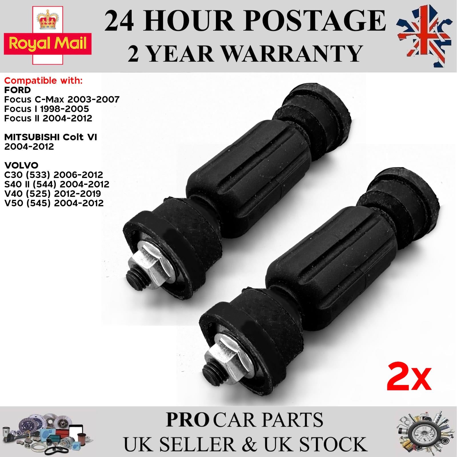 2X Rear Anti Roll Drop Link Stabiliser For FORD Focus C Max MITSUBISHI Colt VOLVO C30 S40 V40 V50 98AG5495AB
