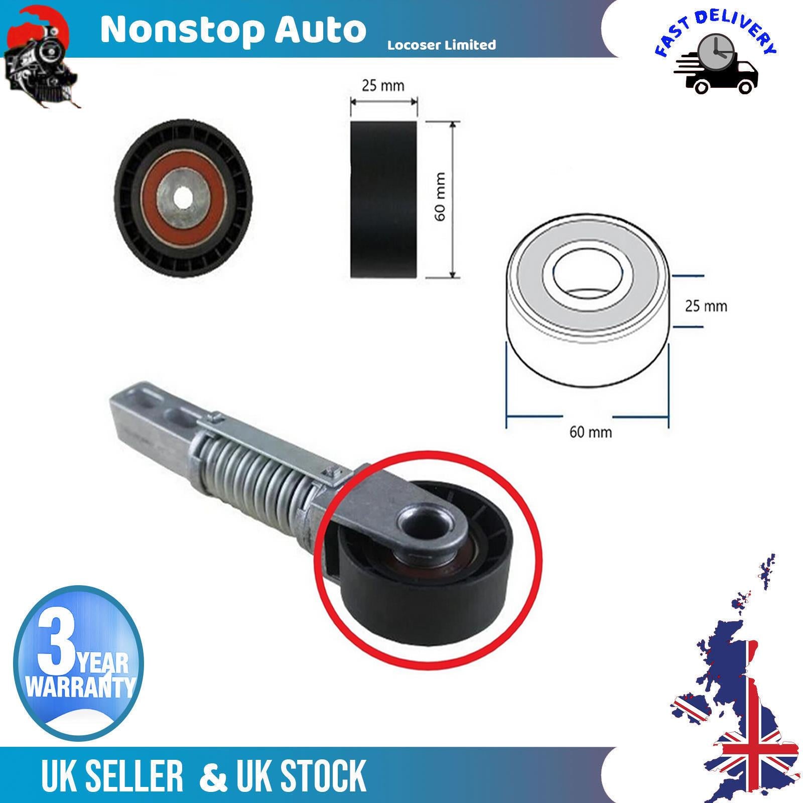 Fan Belt Tensioner Pulley -V- Ribbed Belt Idler For RENAULT Megane I Scenic I