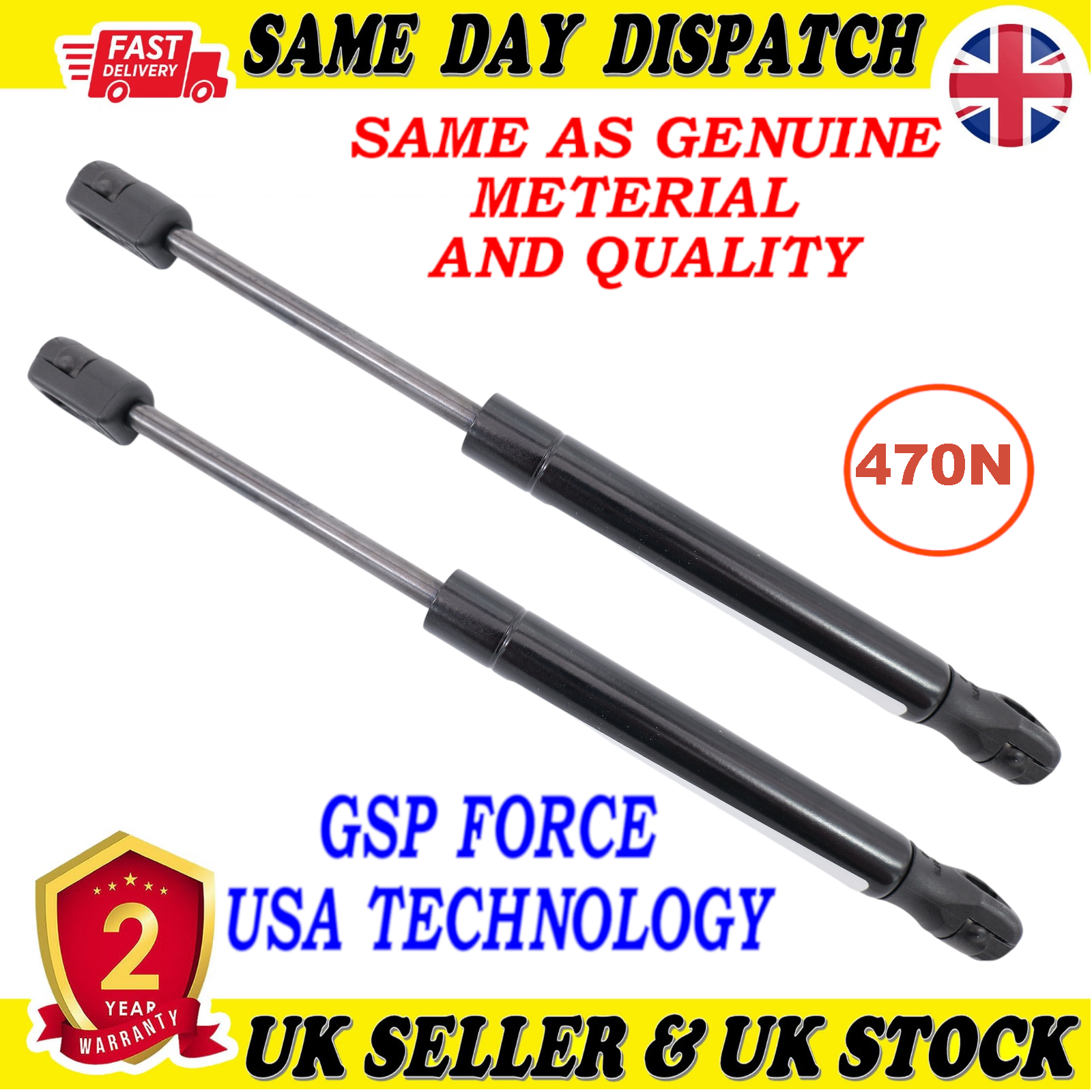 2X TAILGATE BOOT GAS STRUTS 470 Newton FOR VAUXHALL ASTRA H 93304730