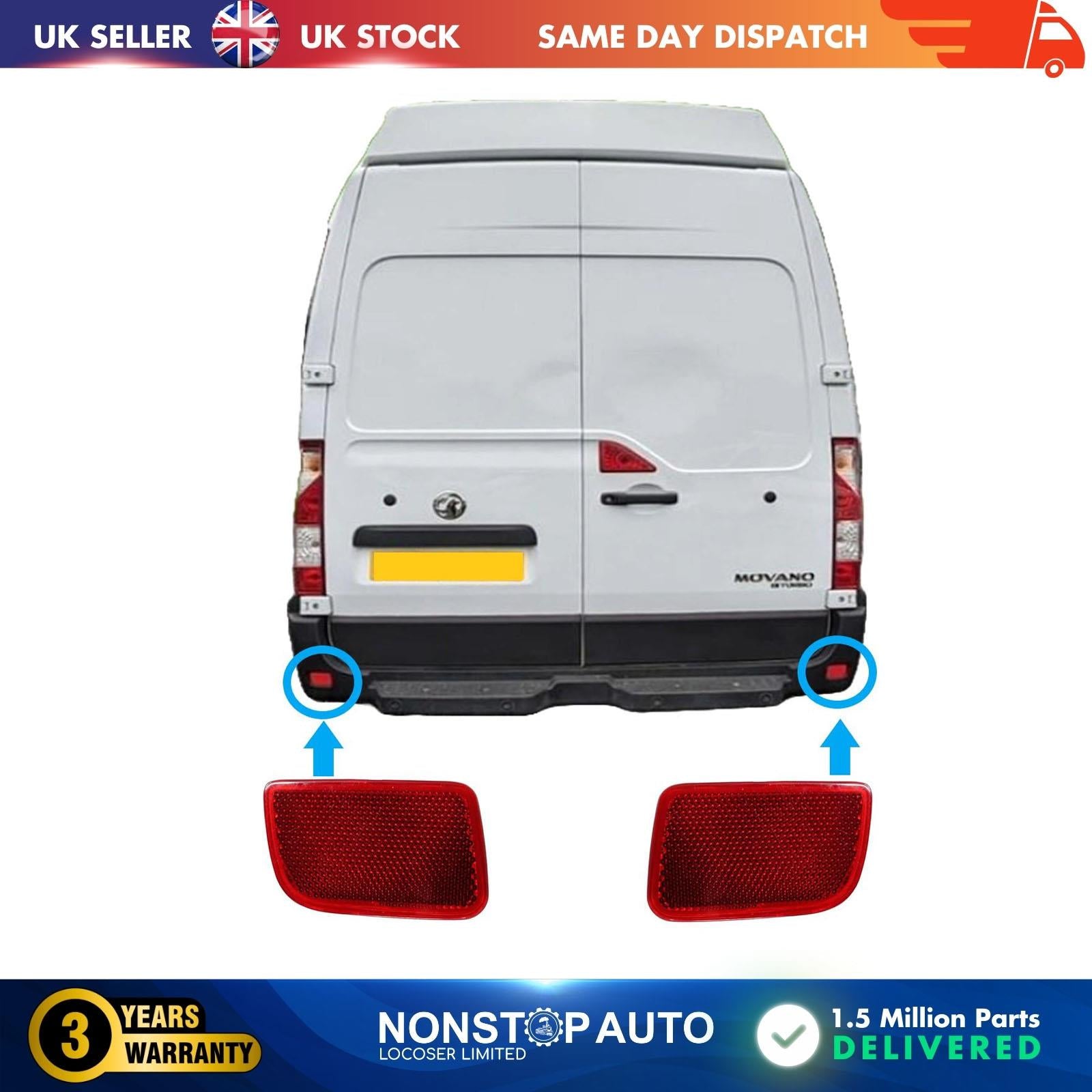 2X Rear bumper reflector Right and Left Side For VAUXHALL Movano B