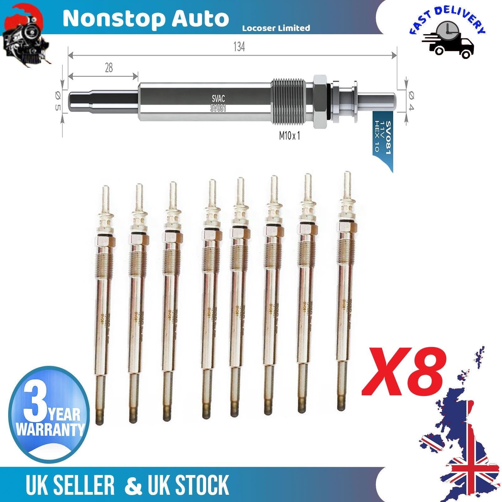 8X Glow Plugs For SAAB 9-3 9-5 2.2 TiD 9118201