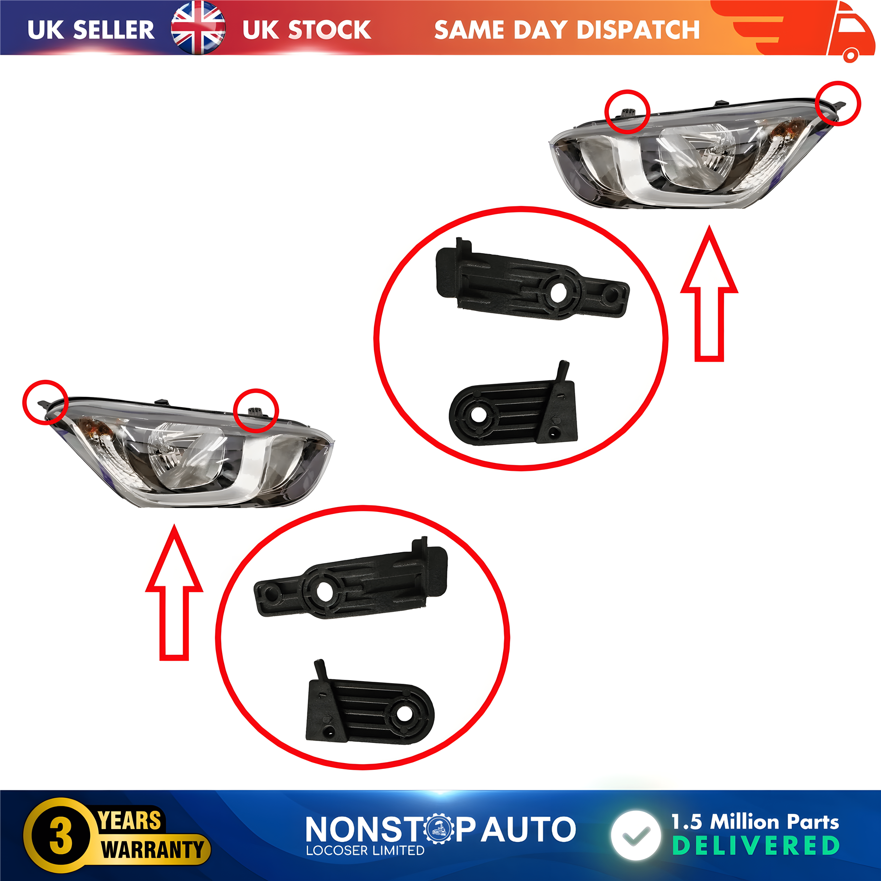 2X Headlight Repair Kit Bracket Mount Clips Left and Right For HYUNDAI i20 2012-2014 921021J570 921011j570