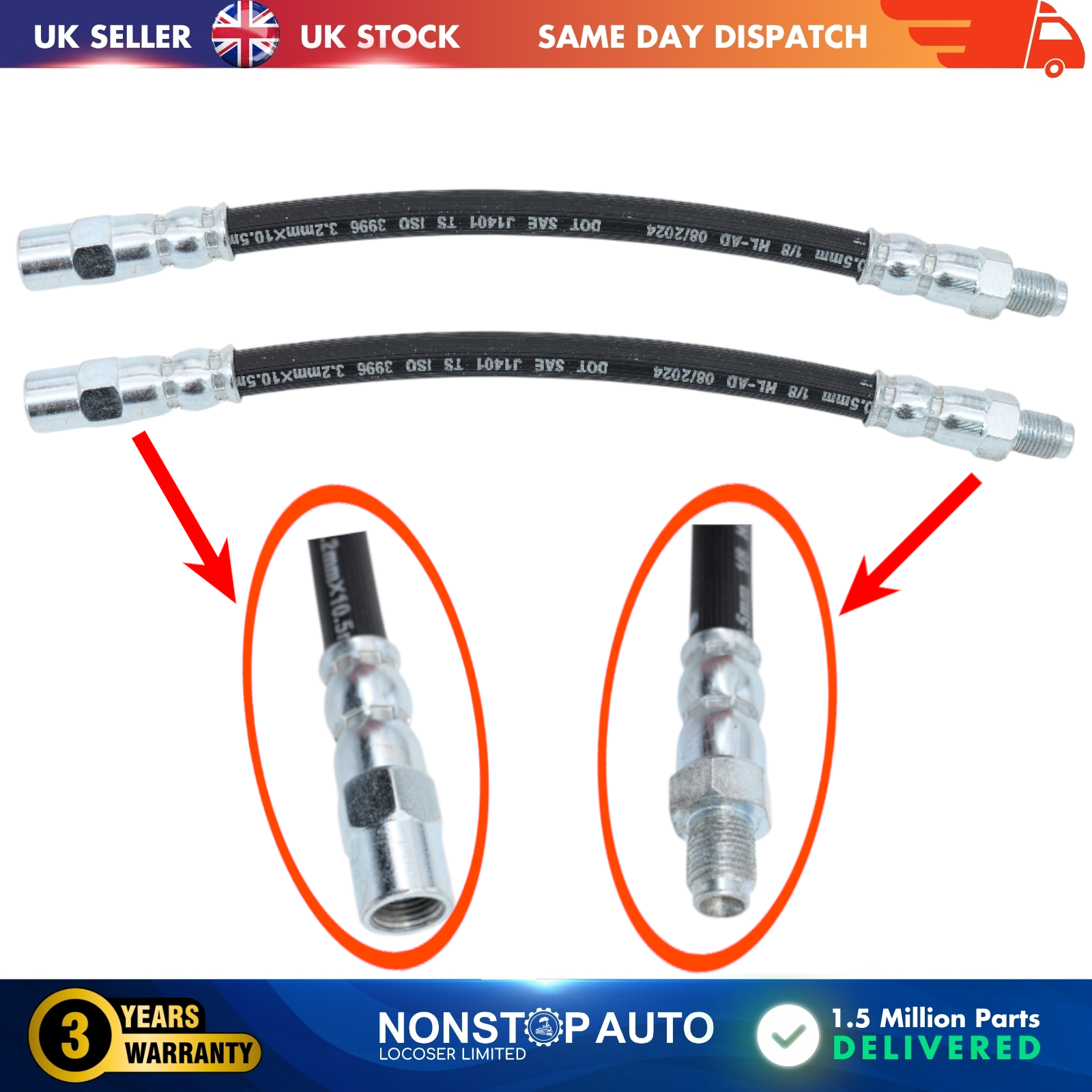 2X Rear Left Brake Hose Pipe For BMW 3 5 6 7 8 Z1 Z3 AUDI 100 C3 200 C3 A6 C4 34321108134
