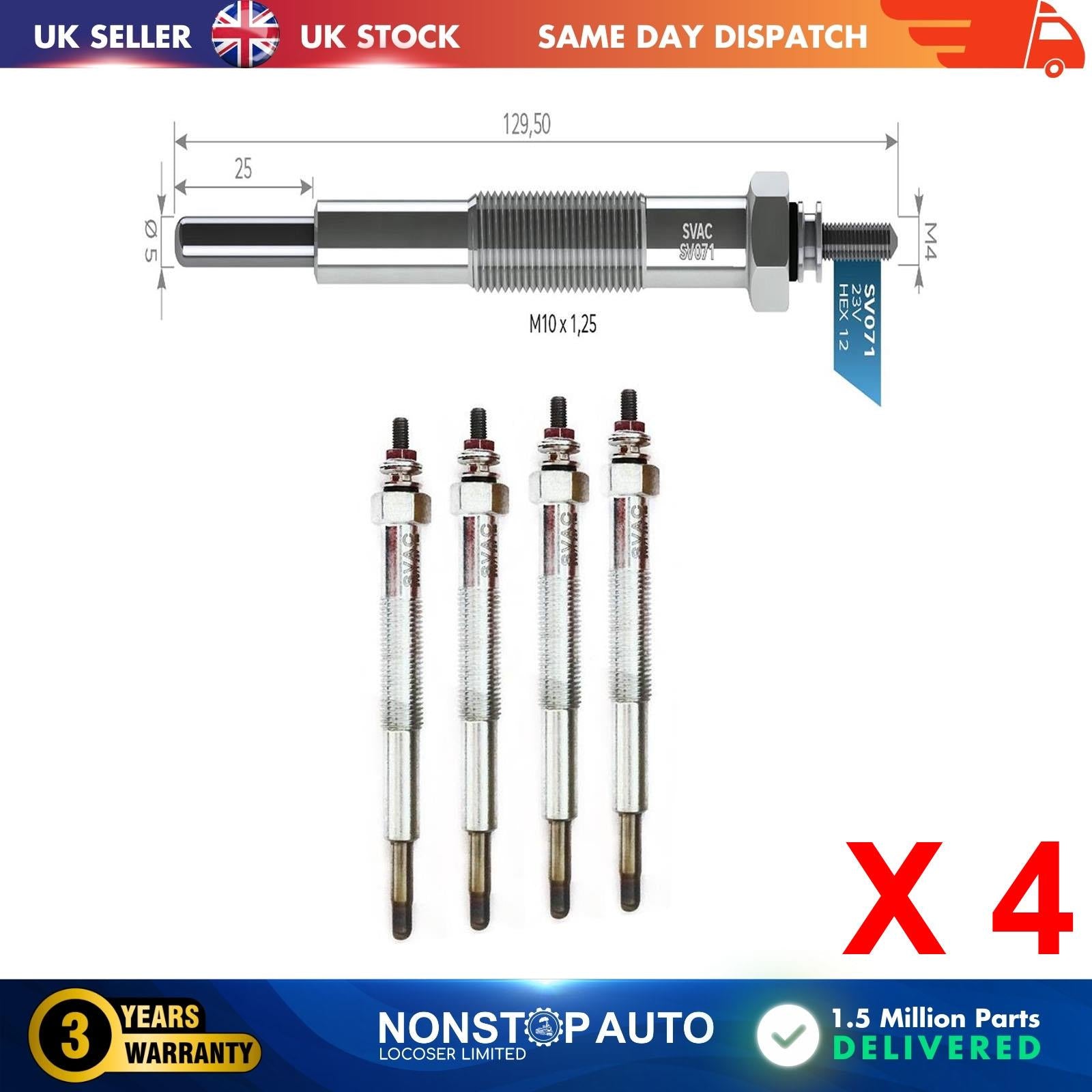6X Glow Plugs For JAGUAR E-Type Convertible 3.8 4.2 ME007649