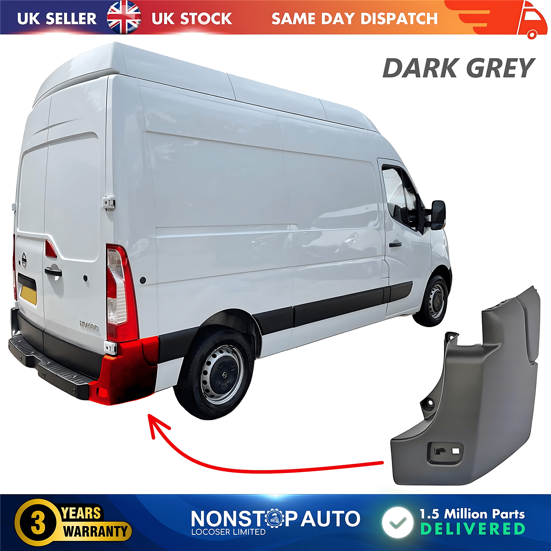 Rear Bumper Corner End Right For NISSAN NV400 2010 on 851200001R