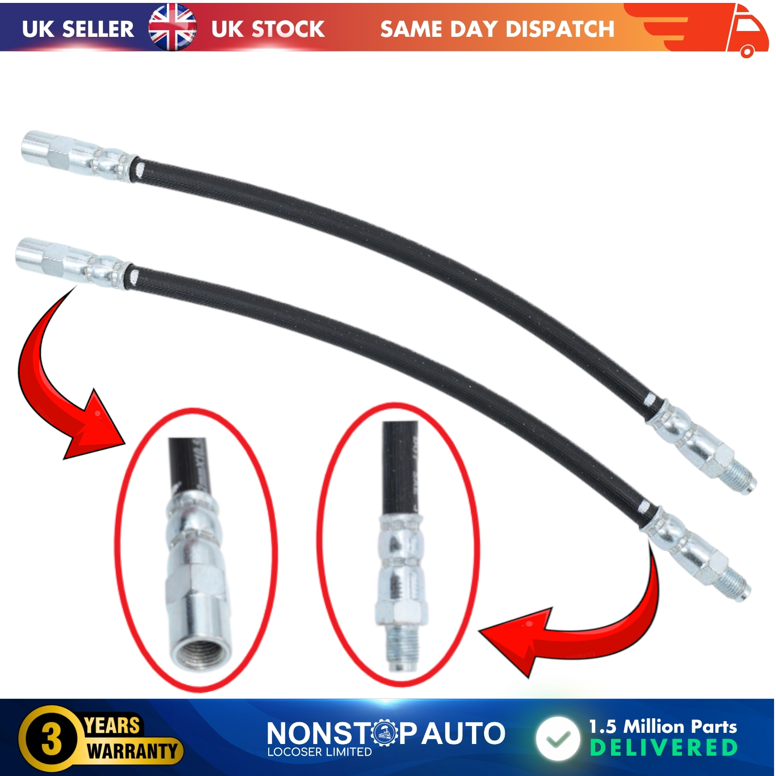 2X Front Brake Hose Pipe For BMW 1500 2000 1502 2002 2000 Coupe 120 34321108133