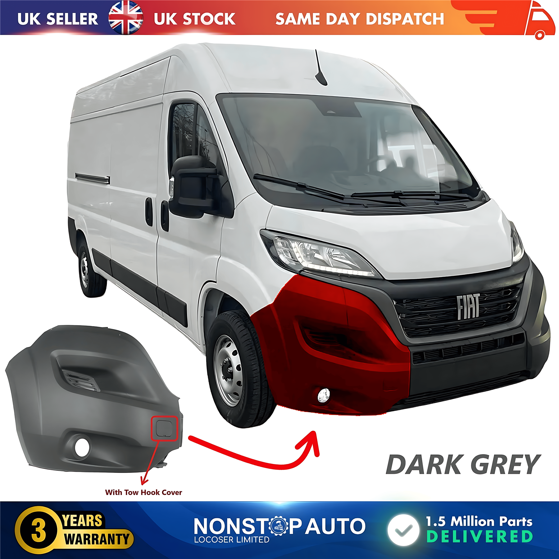 Front Bumper Corner Cap Right With Fog Hole For FIAT Ducato 2014 on 1612429980