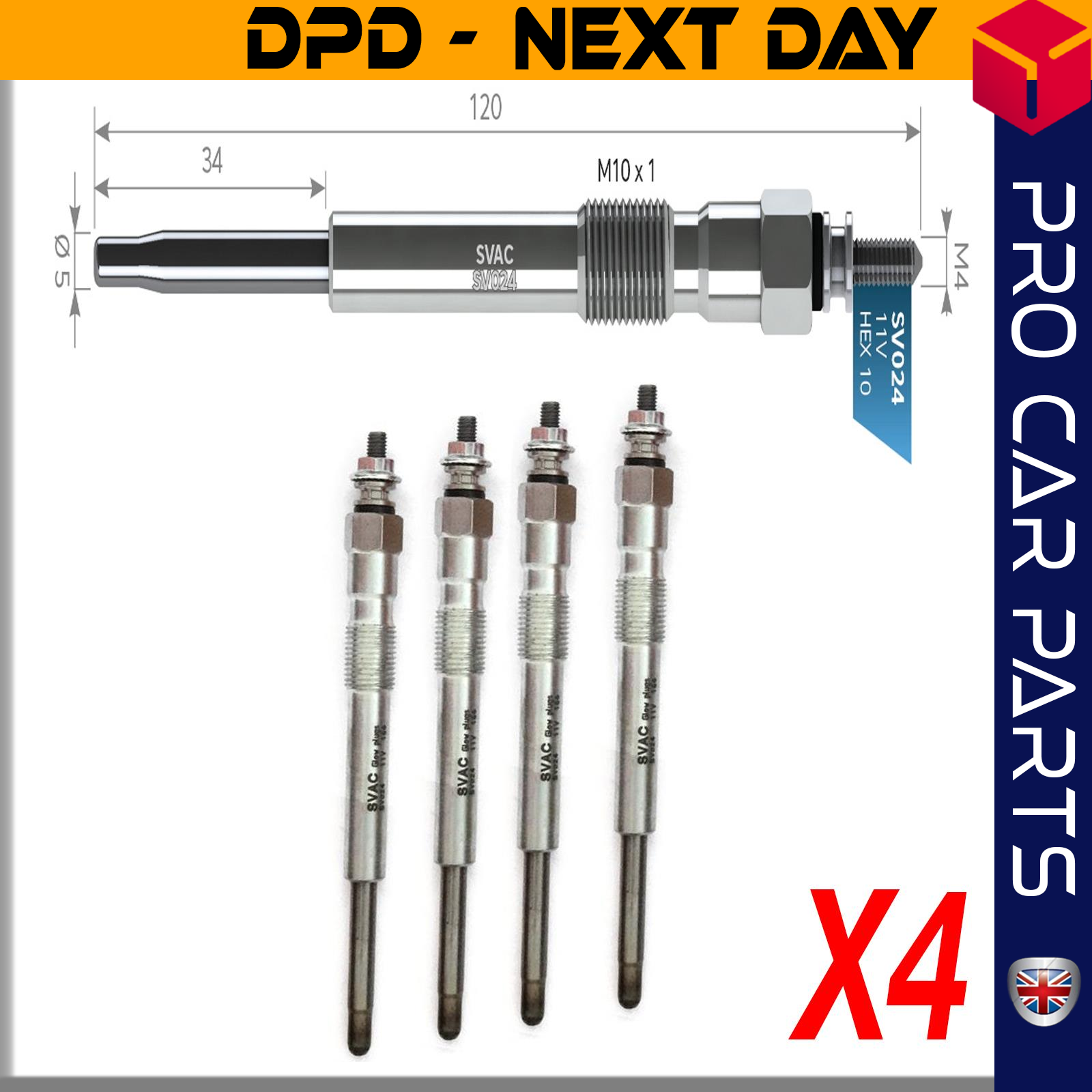 4 X CITROEN JUMPER 2.5 TDI / PEUGEOT BOXER 2.4-2.5 TDI (DJ5-TED) Glow Plug