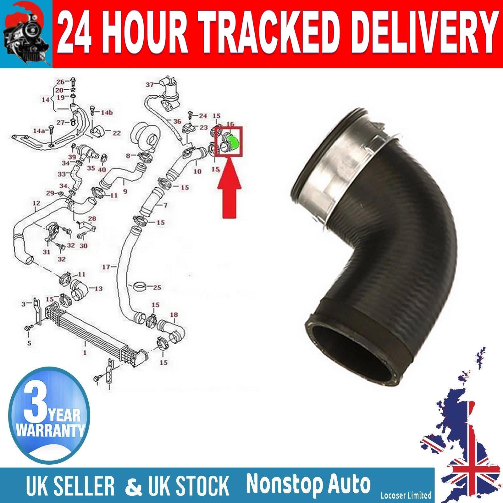 TURBO INTERCOOLER HOSE PIPE FOR VW SHARAN I SEAT ALHAMBRA FORD GALAXY I 1.9 TDI 7M3145708B