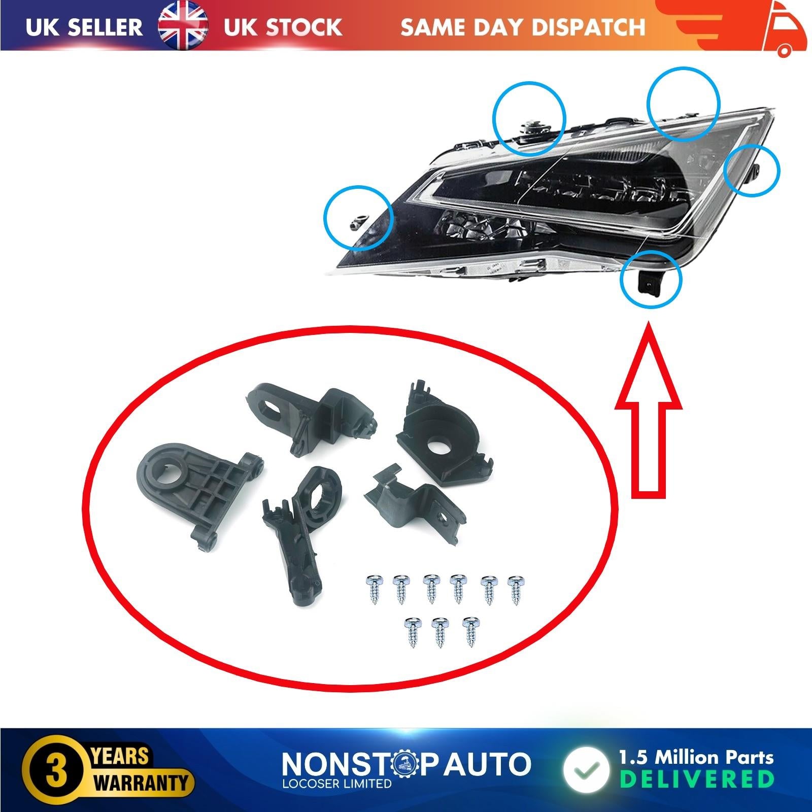 Headlight Repair Kit Bracket Mount Clips Left For SEAT Leon 5F0998225
