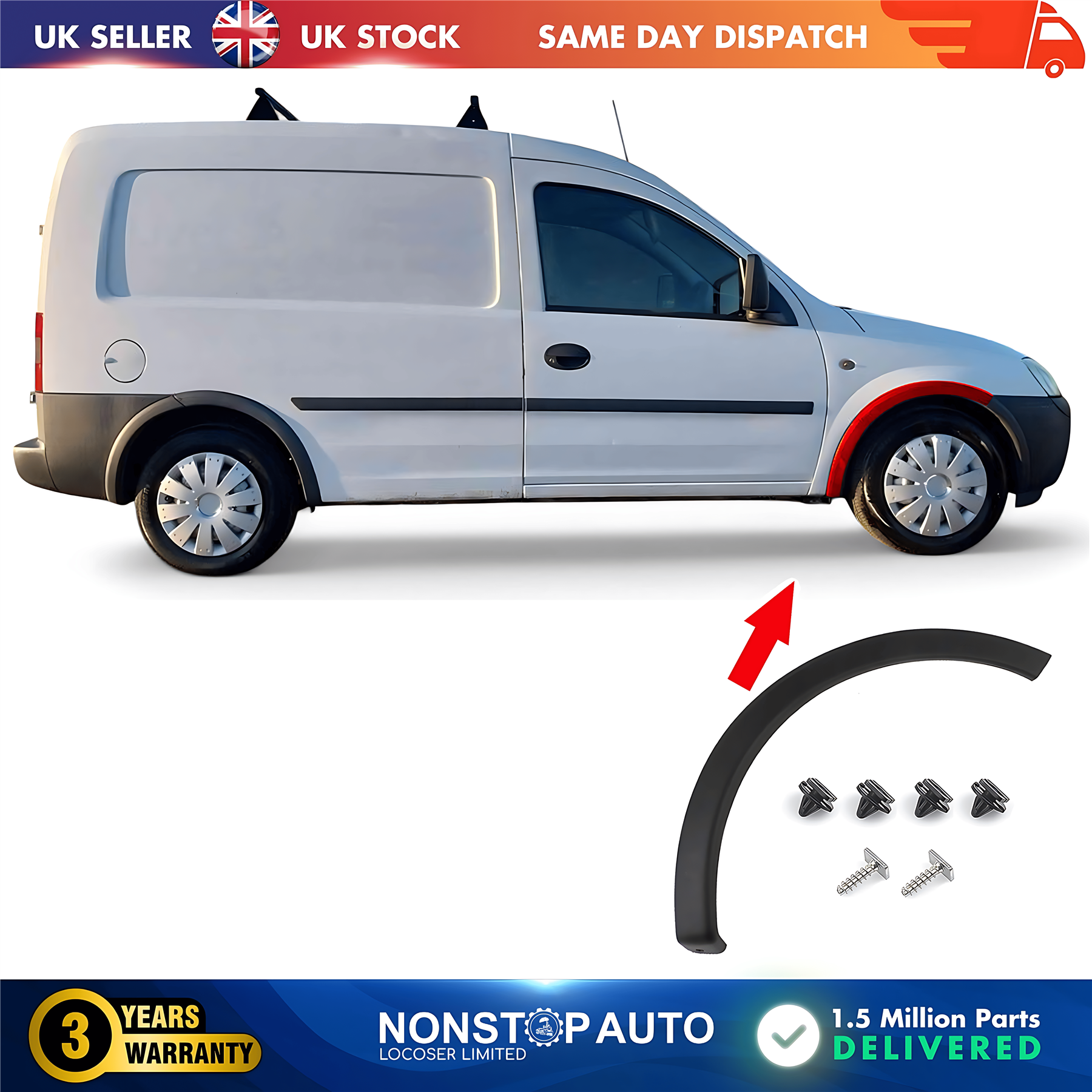 Wheel Arch Trim Moulding Front Right For VAUXHALL Combo Corsa C 172437