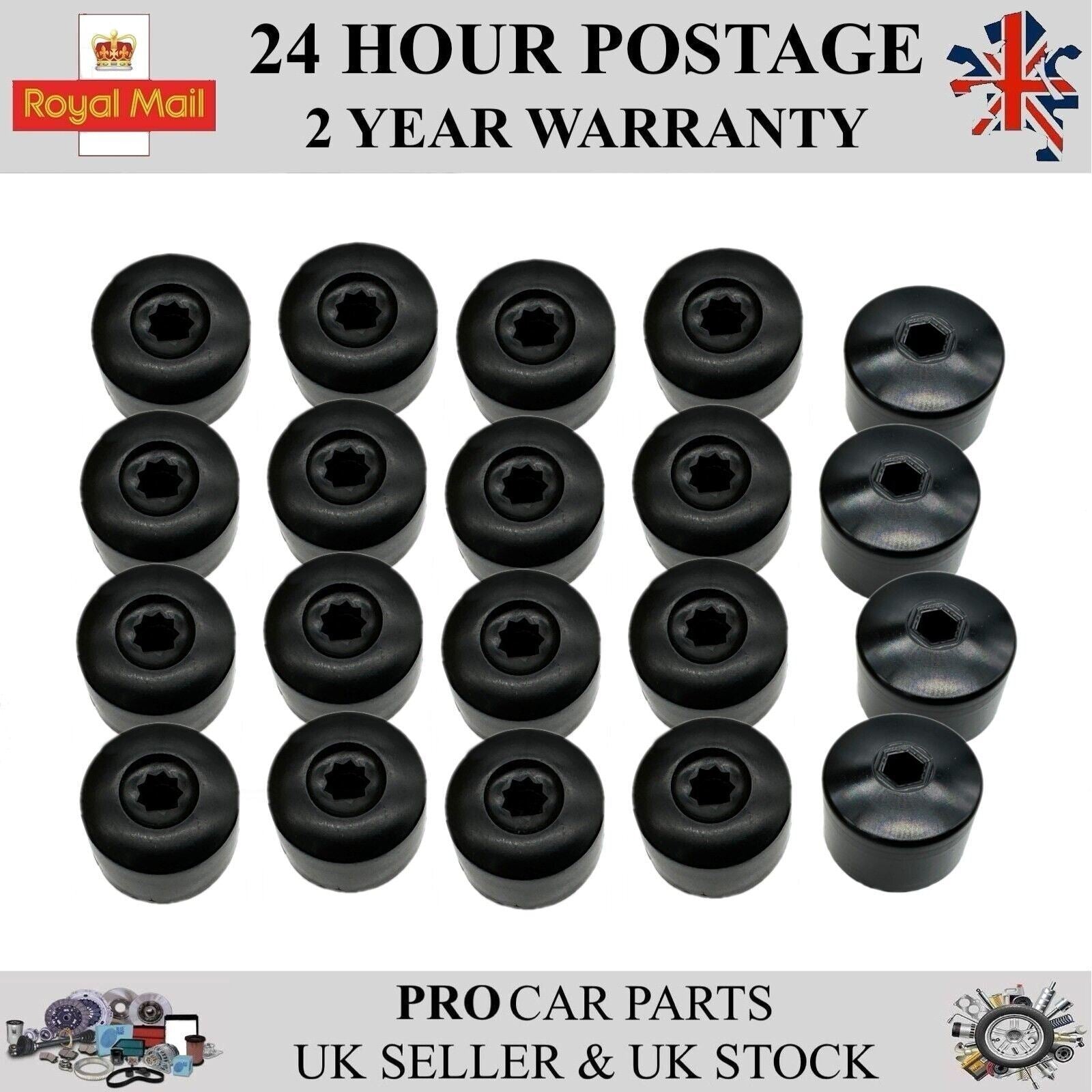 Wheel Nut Cover Set Black 16x Normal 4x Locking For Seat Ibiza Leon 6J0601173B