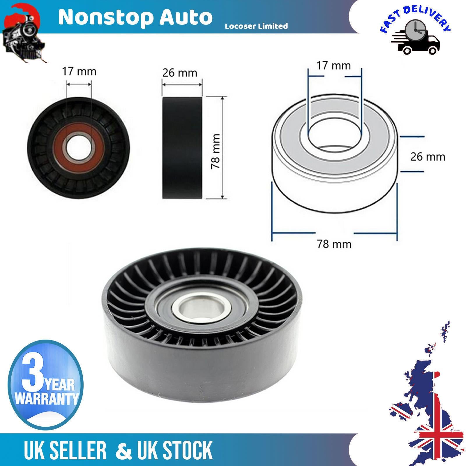 Fan Belt Tensioner Pulley -V- Ribbed Belt Idler  For FORD Transit  Tourneo 2.5