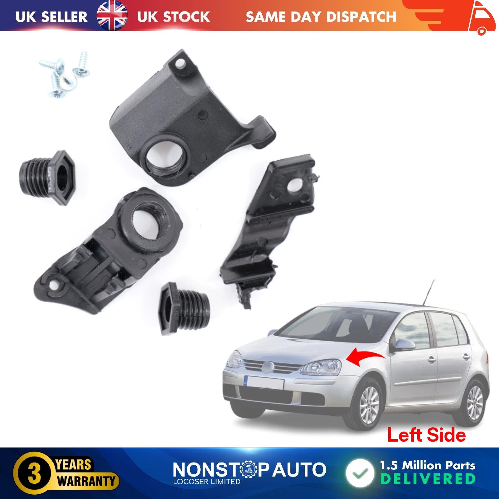 Headlight Repair Kit Bracket Clips Holder Left Side Fits VW Golf MK5 JETTA Mk3 1K0998226