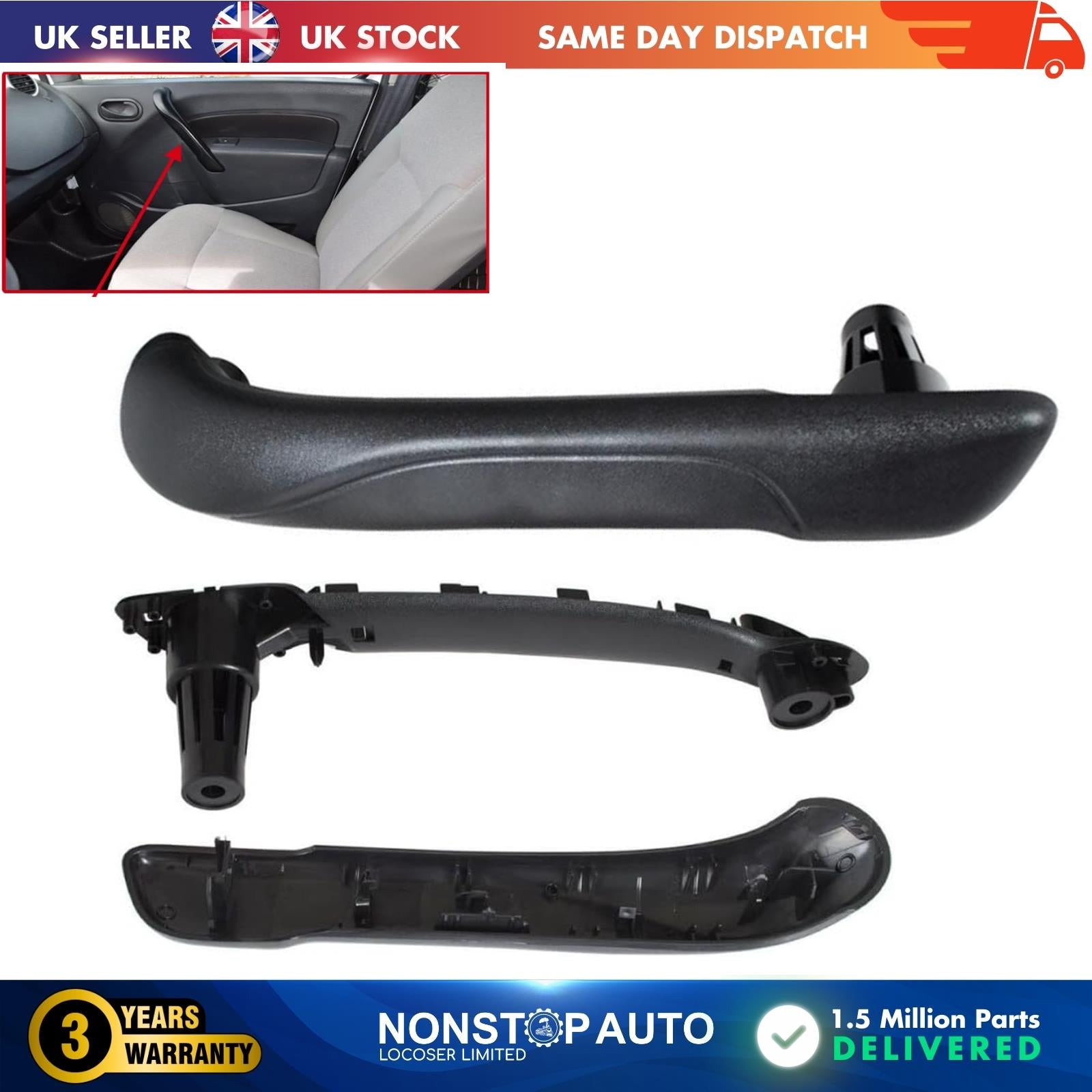 FRONT INNER DOOR HANDLE GRIP BLACK RIGHT FOR RENAULT KANGOO MK2 CITAN W415 NV250 NISSAN NV250 8200548972