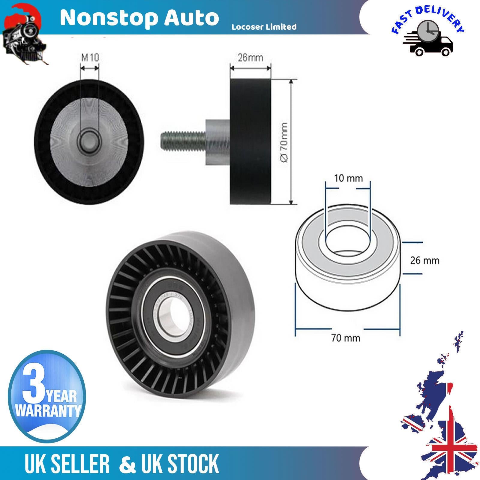 Fan Belt Tensioner Pulley - V - Ribbed Belt Idler For BMW 3 E46 E36 Z3 Roadster