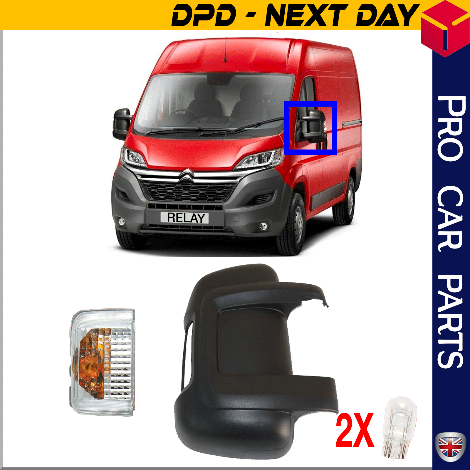 Fiat Ducato Peugeot Boxer Citroen Jumper Relay wing mirror cover cap and indicator left side 8153Y8 815423 0735424423 8153Y8CN
