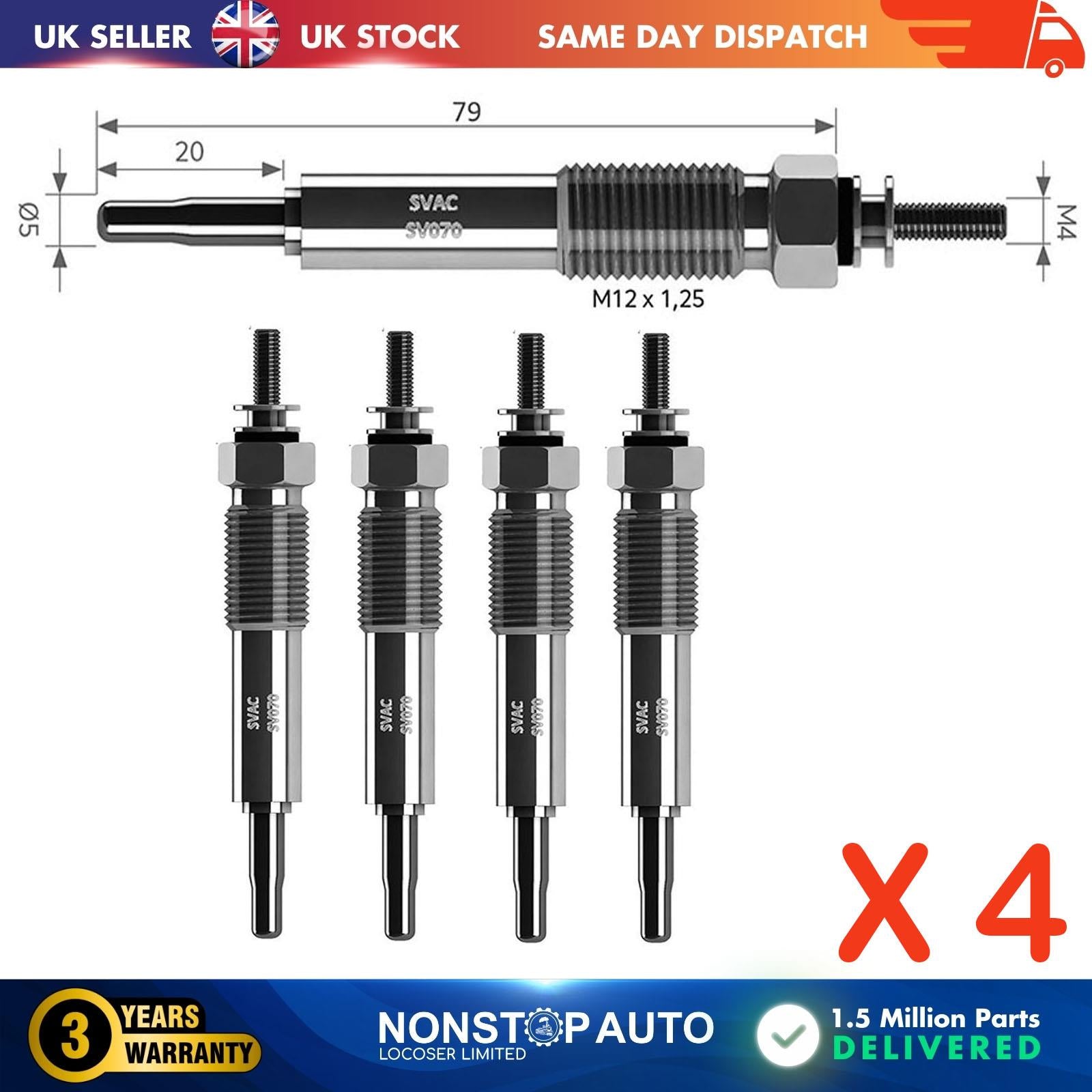 4X Glow Plugs For LAND ROVER Range Rover I 3.5 Vogue 4X4 ME017010