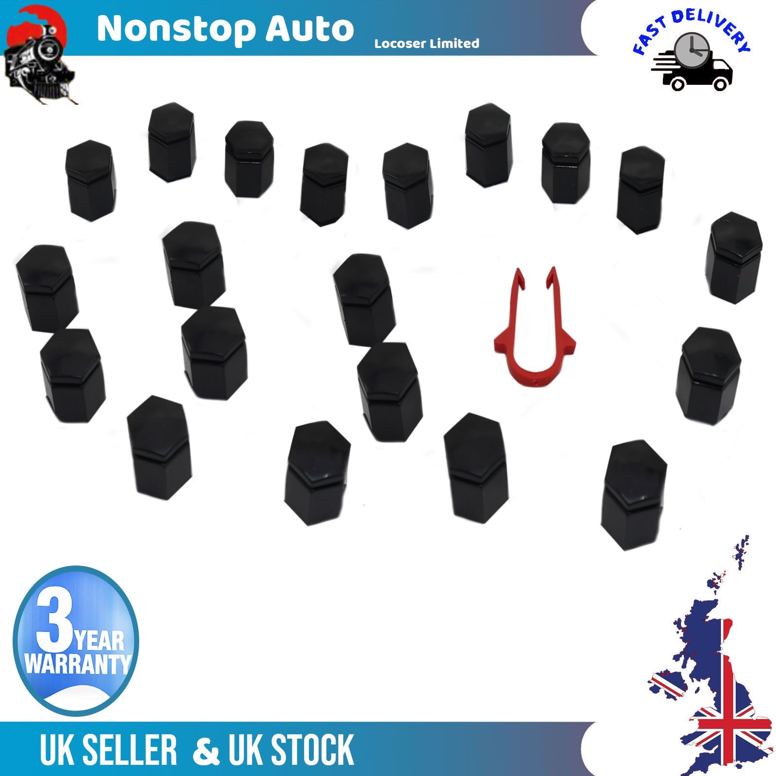 20X Wheel Nut Bolt Screw Cover Cap 1X Remover Tool  Fits Volvo V40 Hatcback XC60