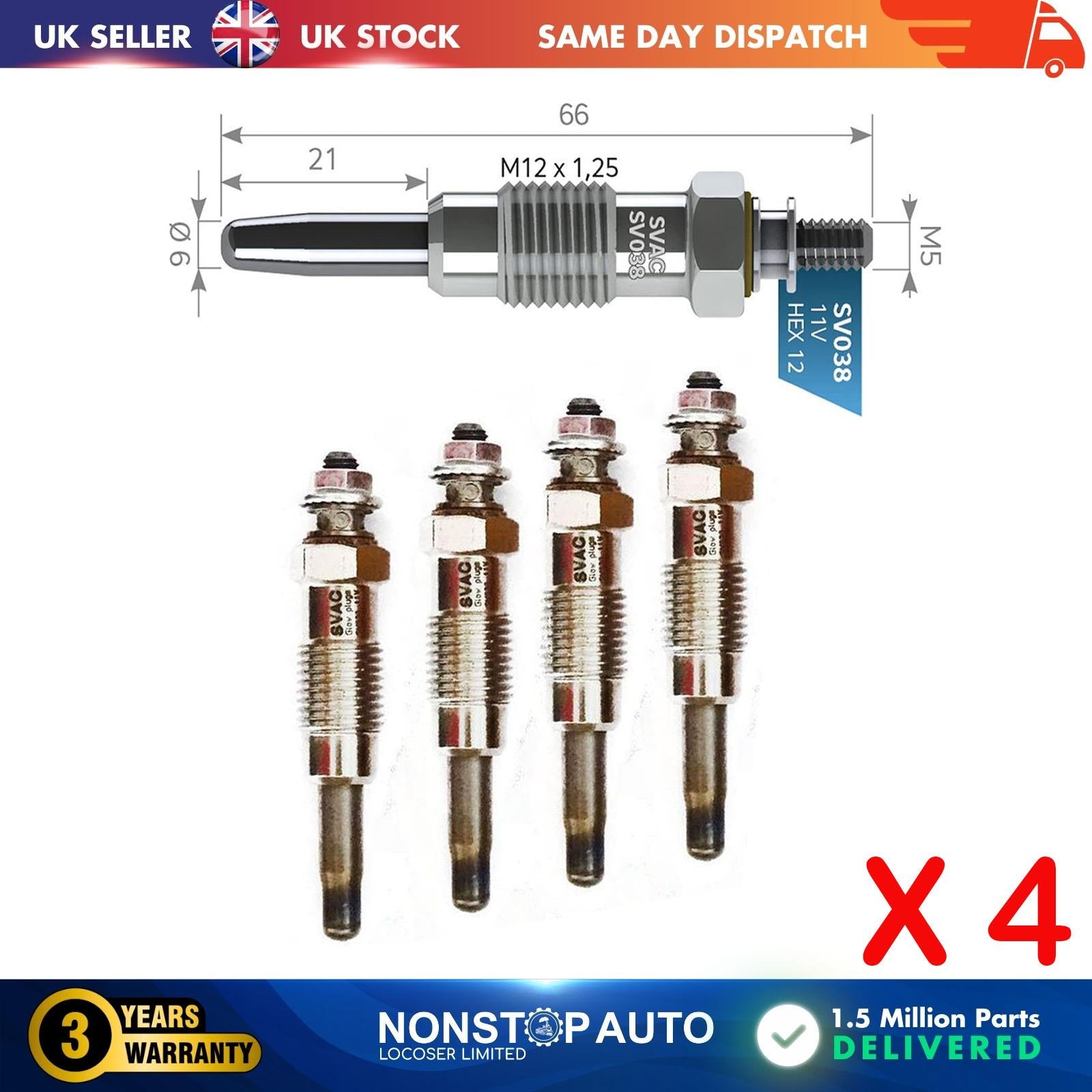 4X Glow Plugs For CITROEN AX 14 D 89FF6M090AA