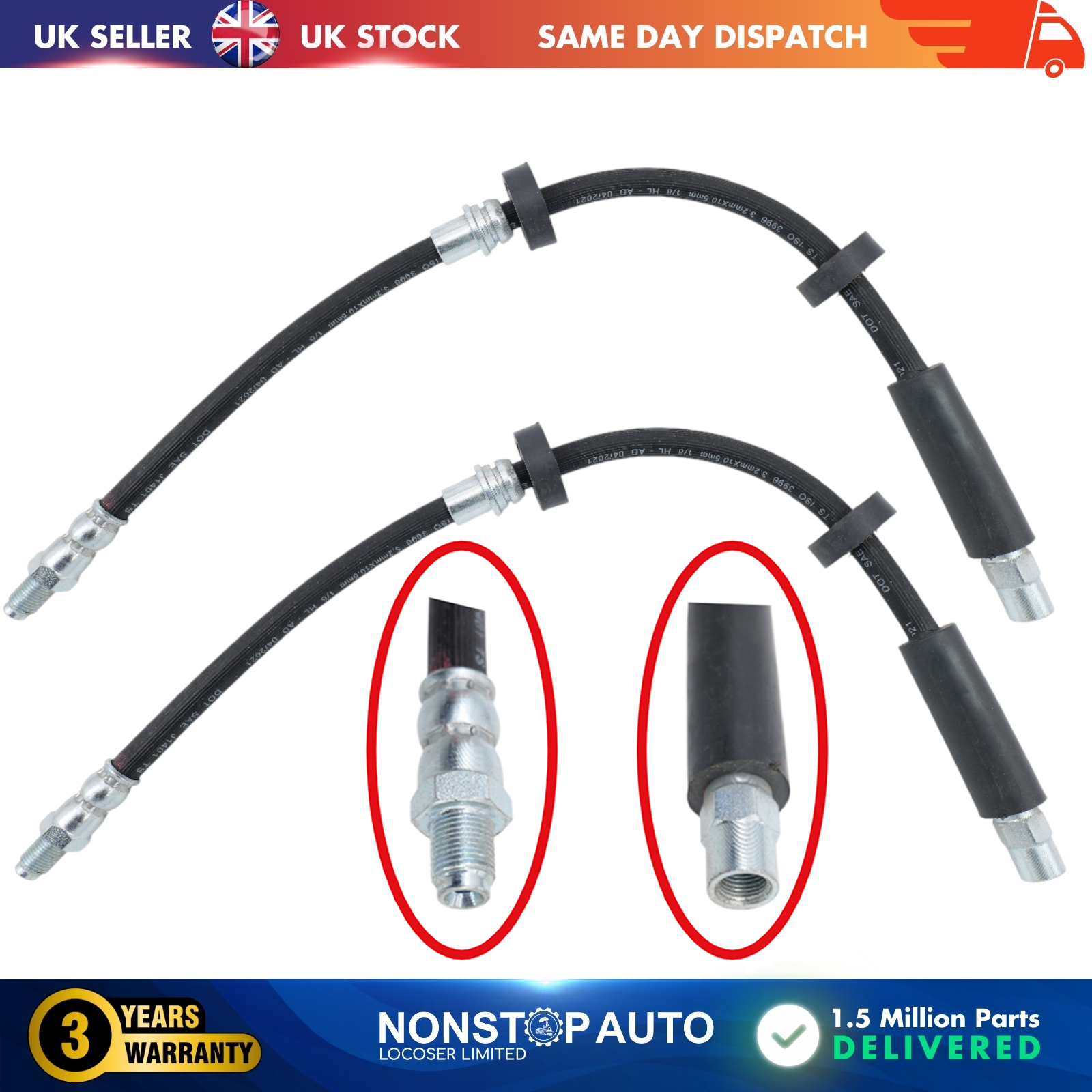 2X Front Brake Hose Pipe For BMW 3 E90 3 E92 3 E91 34306771690