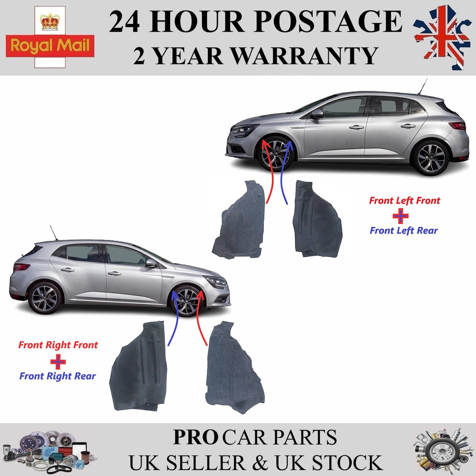 Fender Mudguard Front Left and Right Set RENAULT Megane IV 2016 on 638445163R 638425342R 638445610R 638434650R