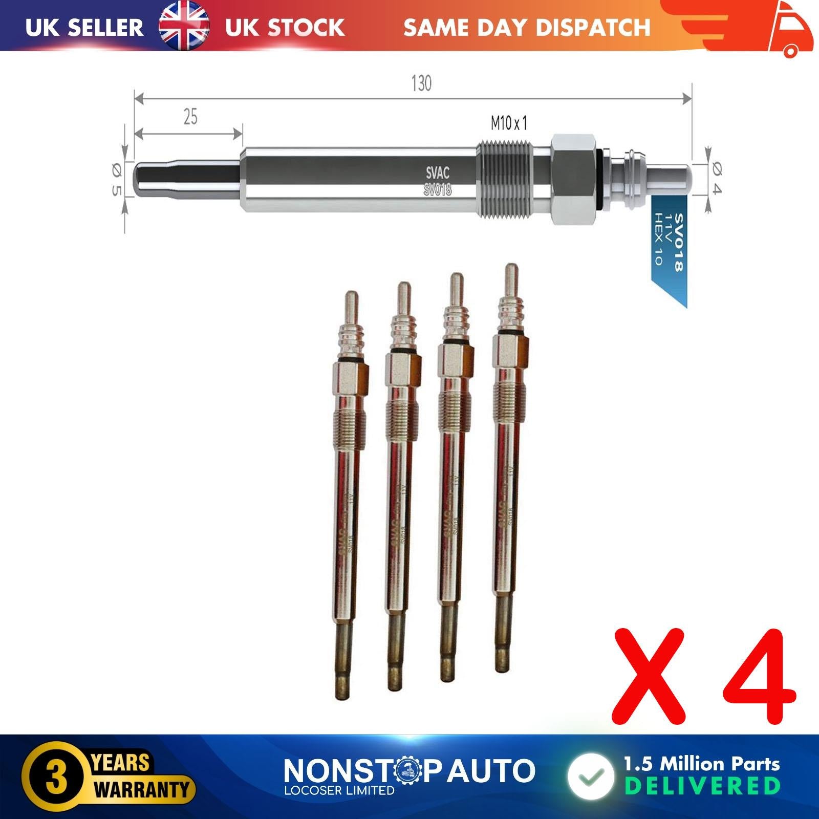 4X Glow Plugs For LTI TX 2.5 TD 46072007F
